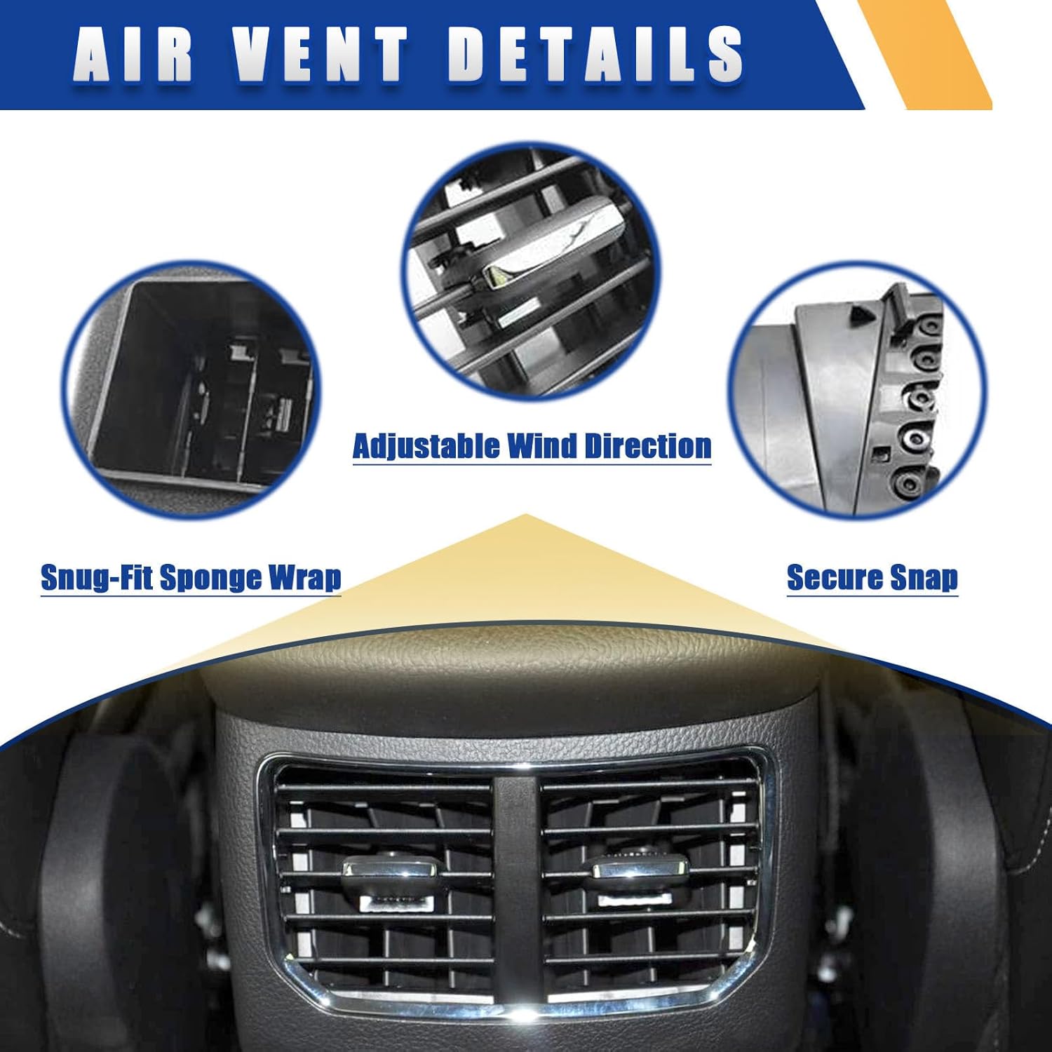 Rear Center Armrest Air Vent For Ford Fusion 2013 2014 2015 2016 2017 2018 2019 2020, Replacement OEM DS7319C570A, Rear Air Vent Adjustable Air Volume-black
