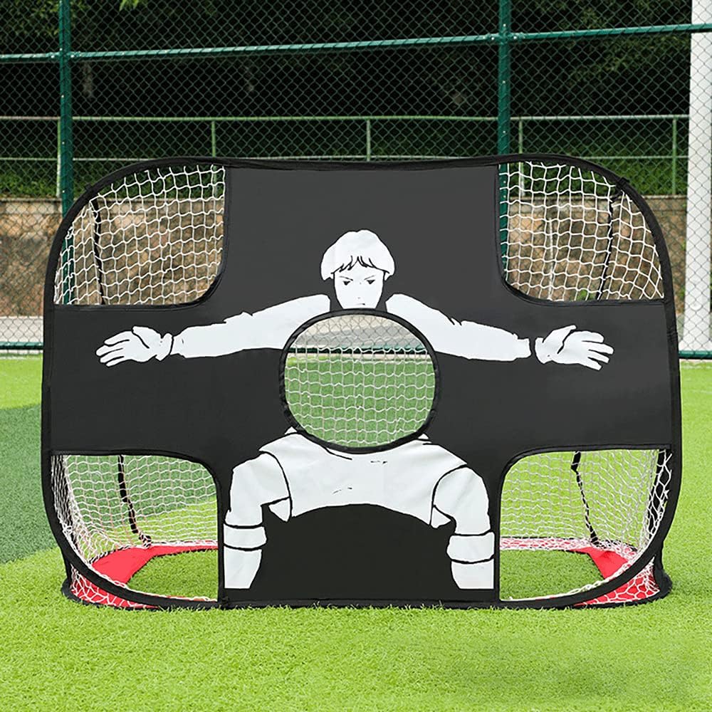 2 in 1 Pop Up Kids Soccer Goal Portable Kids Soccer Net, Easy Score Football Indoor/Outdoor Shooting Practice Goal for Backyard/Park Play with Round Zipper Backpack