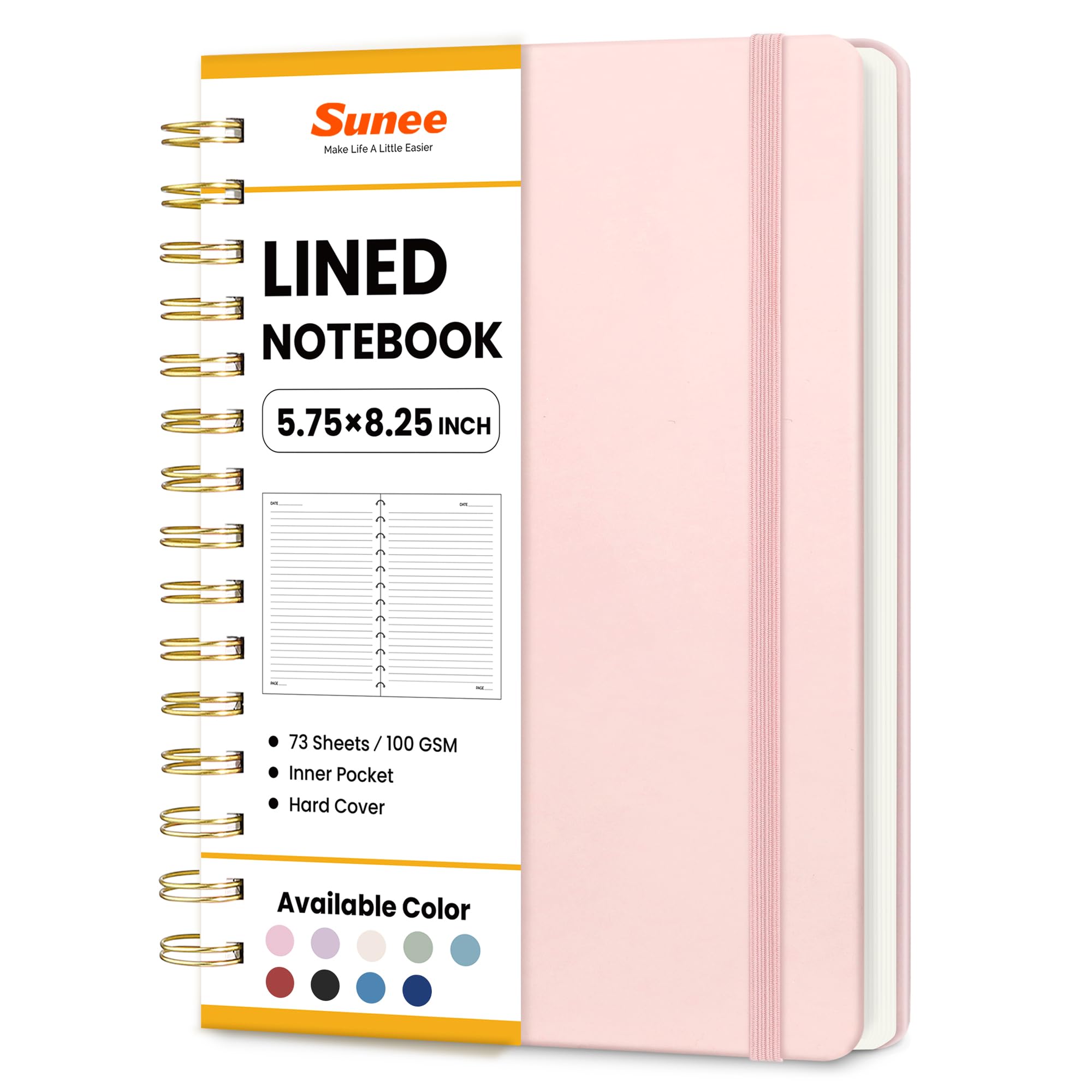 SUNEE Cuadernos de diario, cuaderno de espiral rayado A5 para mujer, 146 páginas, cuaderno de tapa dura con rayas universitarias para el trabajo, tomar notas, diario y suministros escolares de