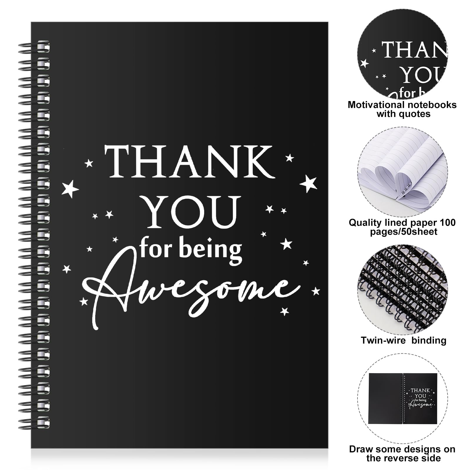 Yeaqee 20 Stück Dankeschön-Geschenke, Mitarbeiter-Wertschätzungsgeschenke, inspirierendes Spiralnotizbuch/Tagebuch für Damen und Herren, Büro, Schule, Kollegen, Lehrer, Freiwillige