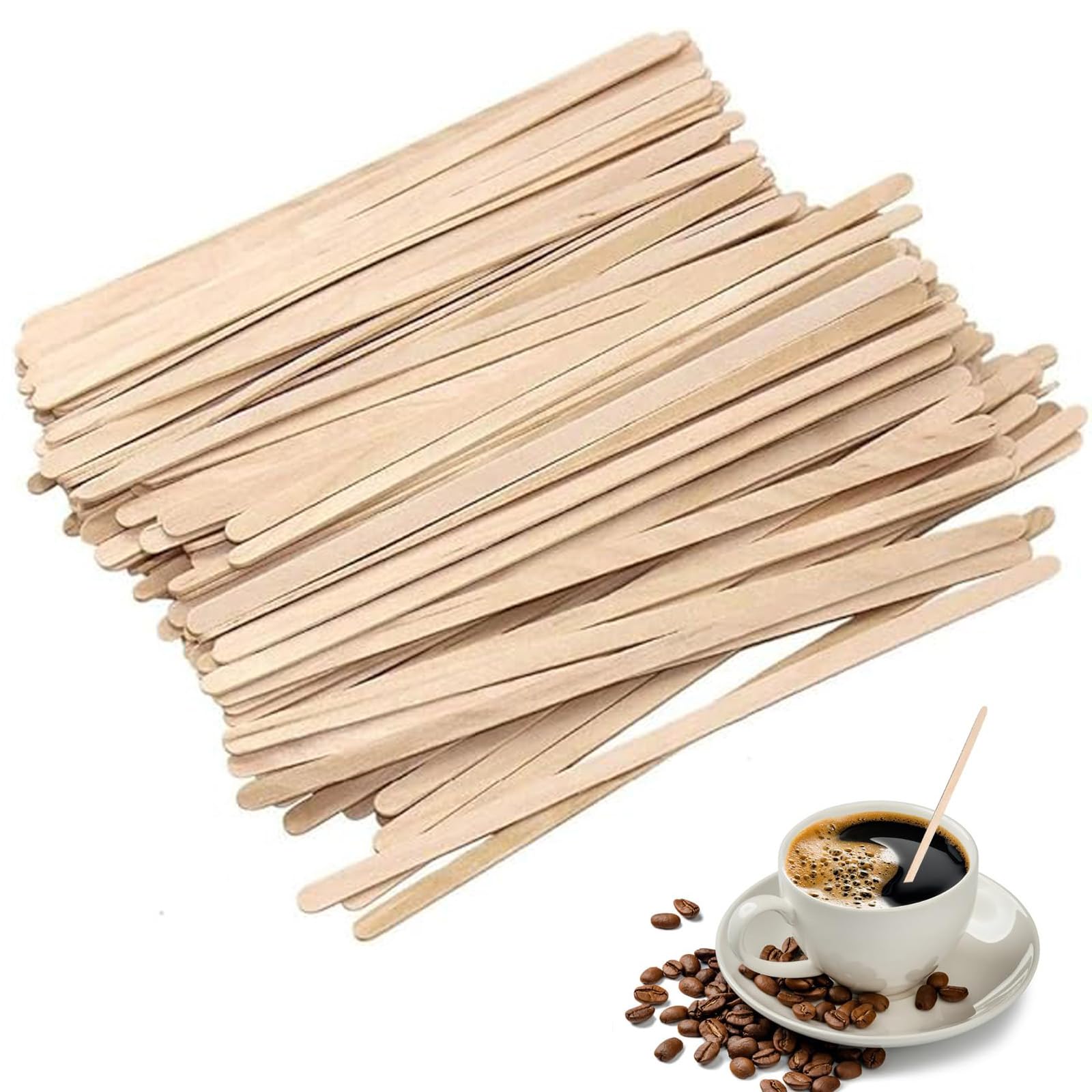 HREDZEO Wooden Coffee Stirrers,200 Pcs Coffee Stirrers Coffee Stir Sticks Eco Friendly Biodegradable Birchwood Coffee Sticks 5.5 Inch Disposable Coffee Stirre Good for Coffee and Tea