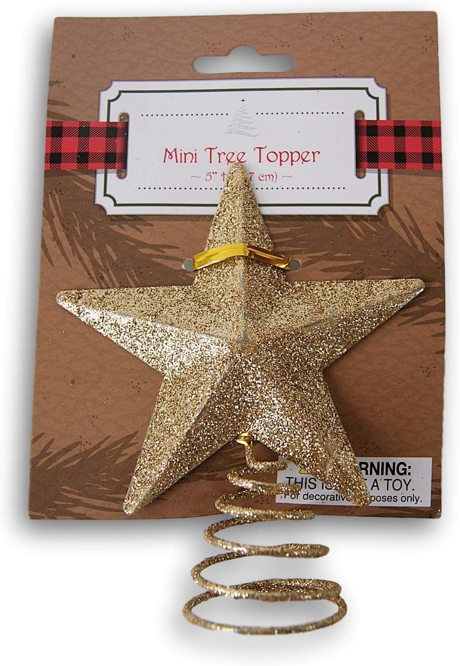 Glitter Miniature 5 Point Star Tree Topper 5 Inches Tall