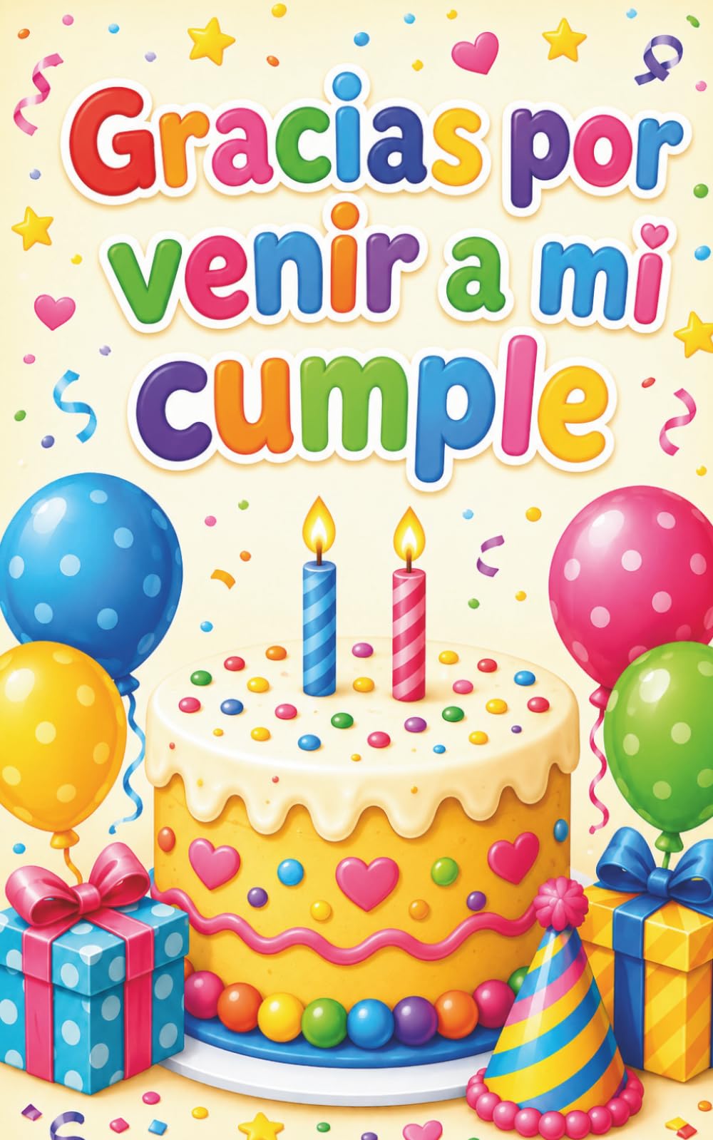 Gracias por venir a mi cumple: Libro de colorear para niños y niñas de 2 años - Regalo de cumpleaños para invitados