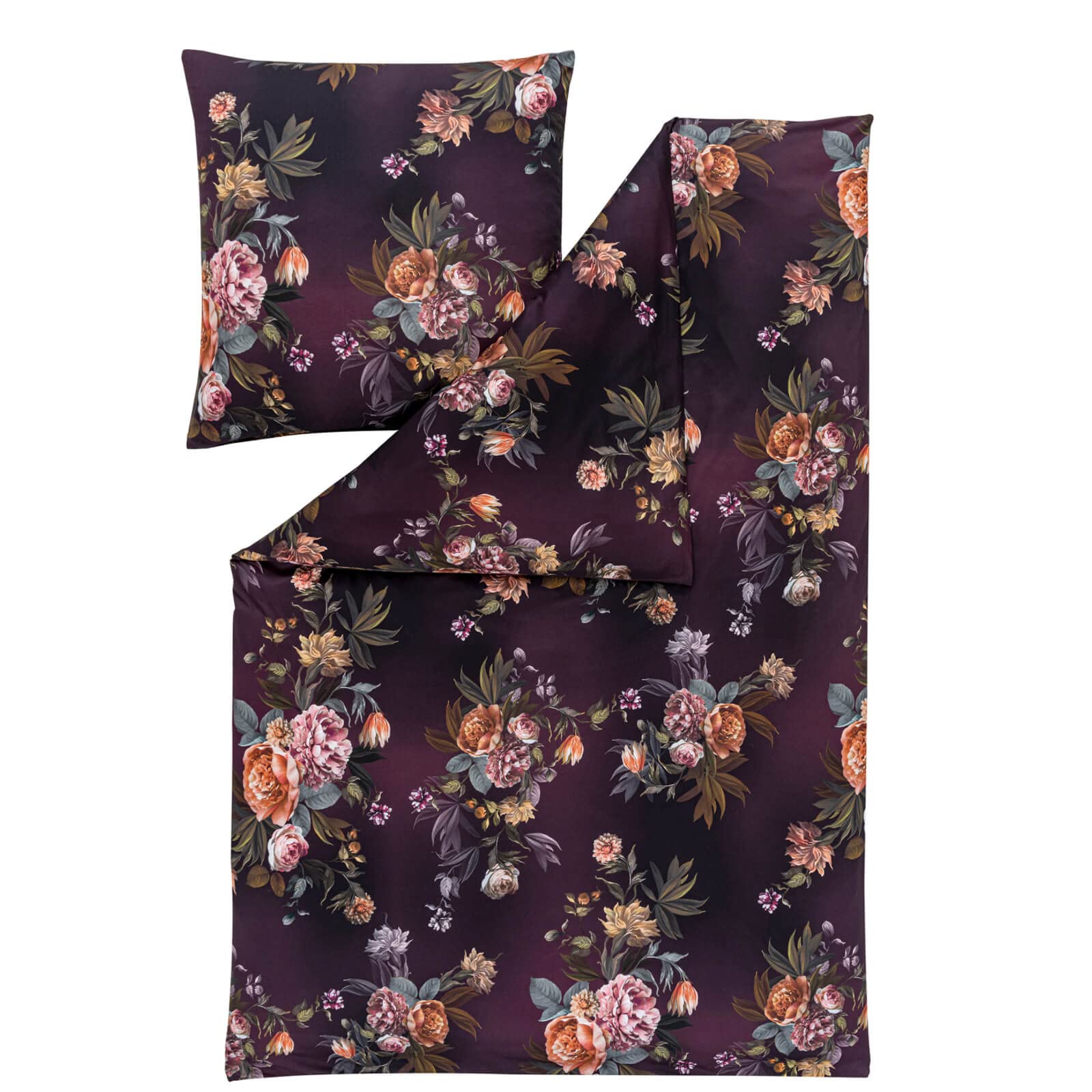 ESTELLA Bettbezug Grazia 6945 675 Pflaume Geblümt Blumen Blüten Pflanzen Romantik Violett Lila Mako Interlock Jersey, Größe:135 cm x 200 cm