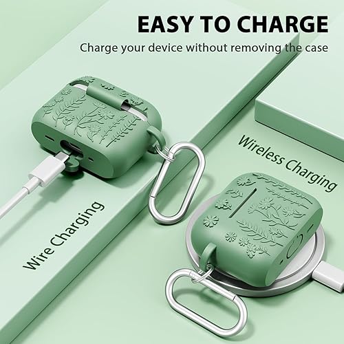 Miniatura 5 de AIRSPO Funda para Airpod Pro de 2 generación, funda protectora de silicona suave en relieve floral 3D con kit de limpieza para Apple Airpods Pro de