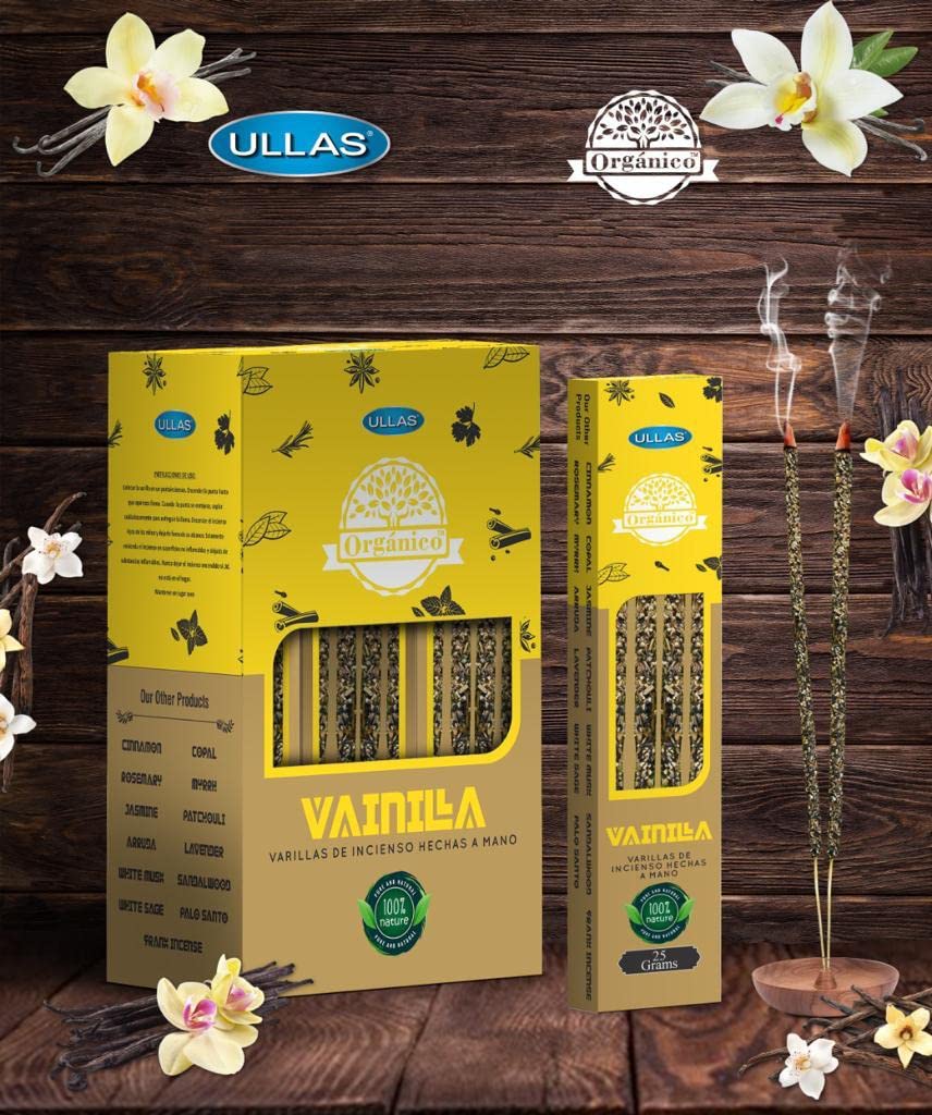 Aromasenses| Incenso alla Ruta biologico Ullas Sahumerio | 100% naturale | Fatto a mano | 25 gr x 12 Pacchetti = Totale 300 gr | Rilassamento, Yoga, Meditazione + 1 Bruciatore di incenso Aromasenses
