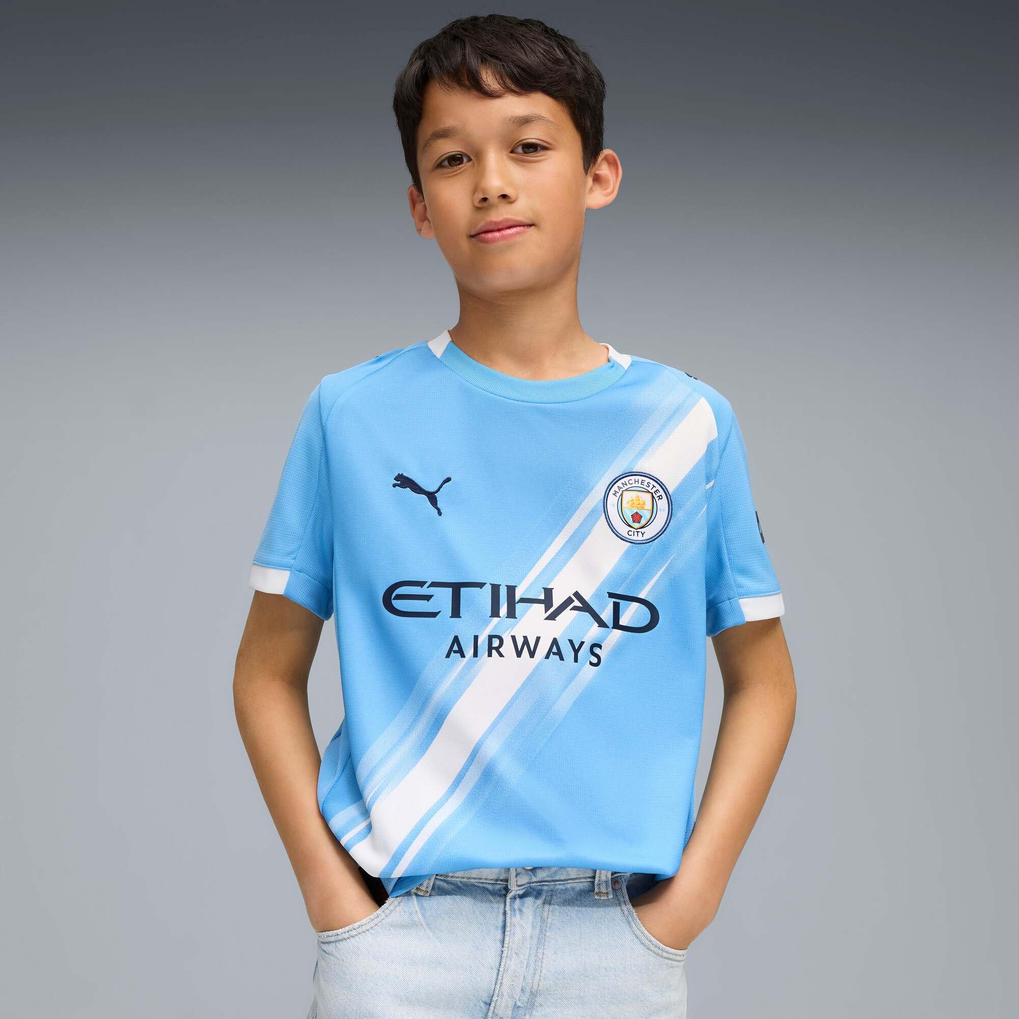 Maillot Domicile Enfant Manchester City 2025/26 Saison - Team Light Blue