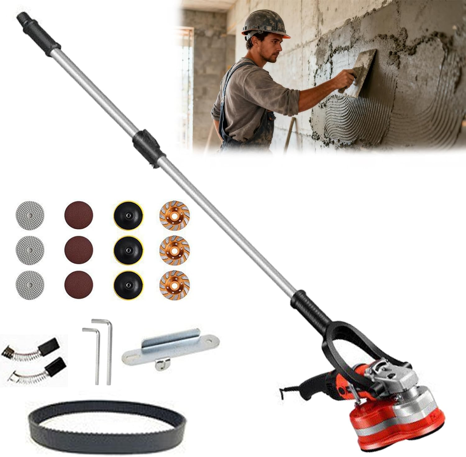 Portable Three-Head Wall Floor Grinder & Electric Polishing Machine with 6 Speed Control, Handheld Design & Grinding Function for Concrete, Cement, Marble, Granite Floor Wall Refinishing E