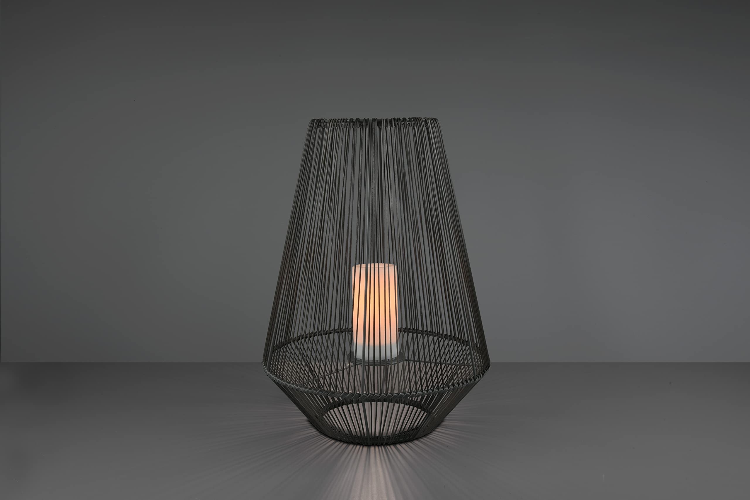 Reality Leuchten Solar LED Außentischleuchte Mineros R55256911, Kunststoff schwarz, LED mit Flammen Effekt, Dämmerungssensor