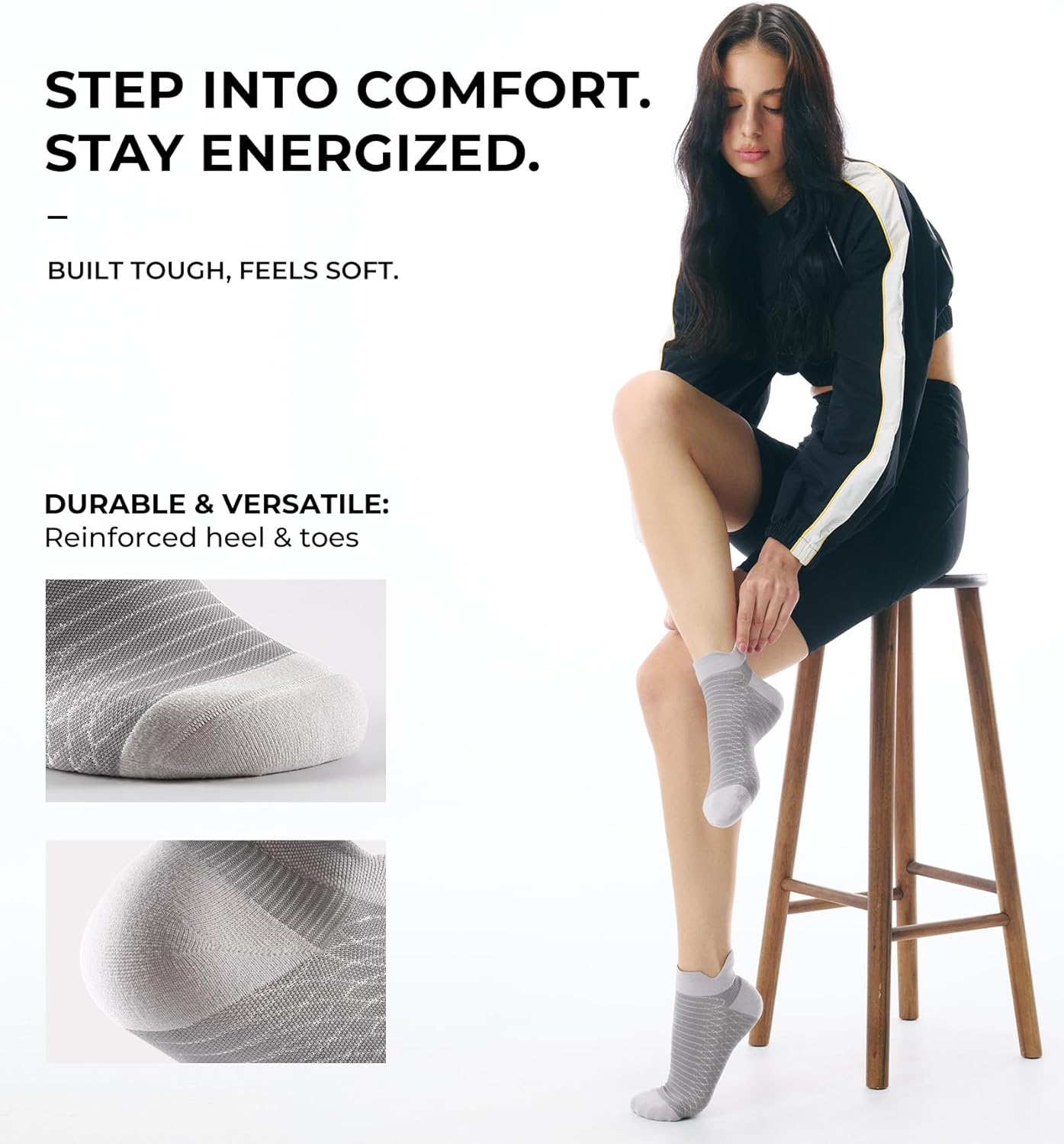 FITRELL Ankle Compression Socks for Women & Men - 5/6 Pairs Cushioned Arch Support Running Socks, Plantar Fasciitis Relief - Image 6