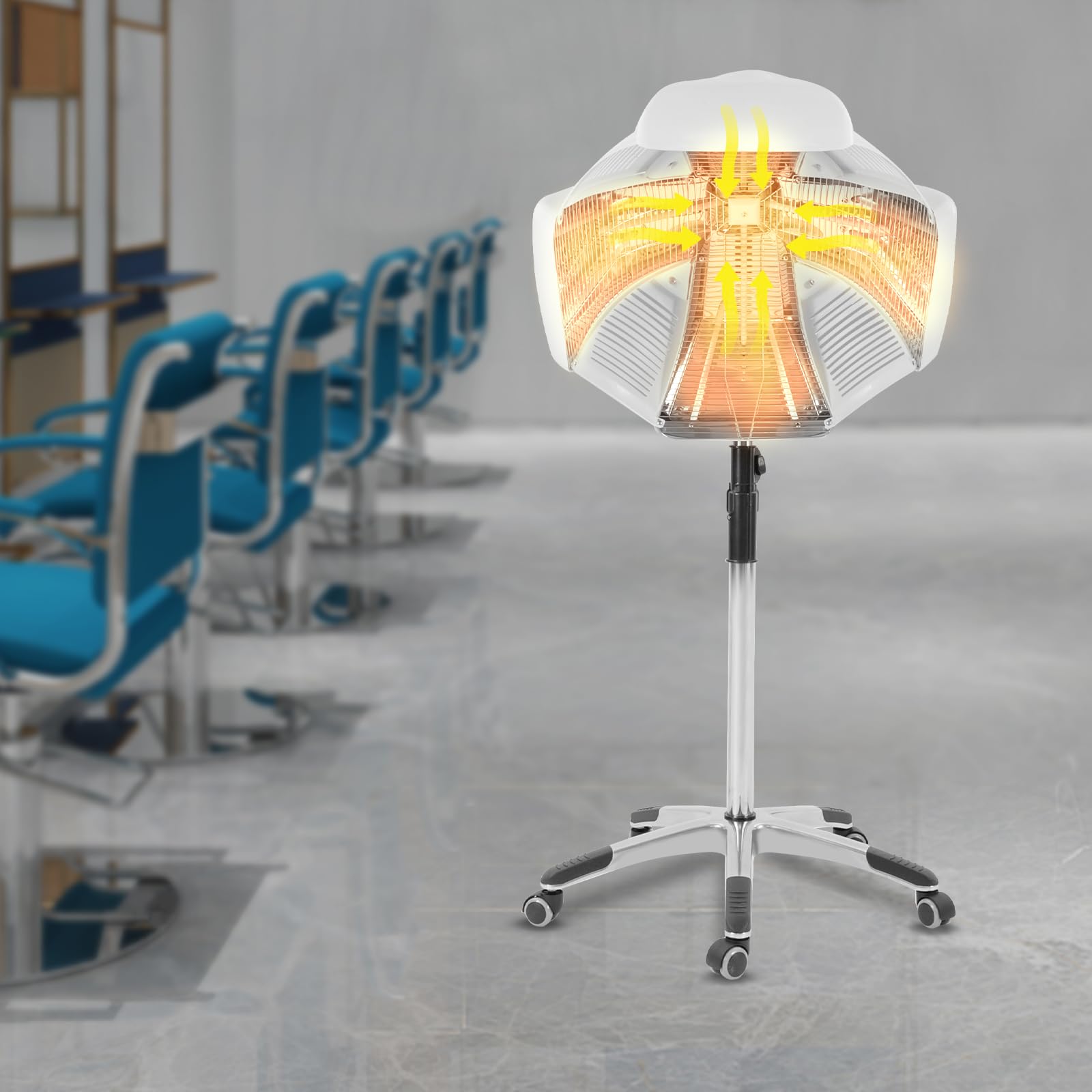 Hair Steamer, 1800W Freestanding Hair Dryer with 0-60 Mins Timing,4 Gears Speed Salon Hair Perming Machine,Adjustable Height Overall/Partial Heating Professional Steamer and Color Processor(White)