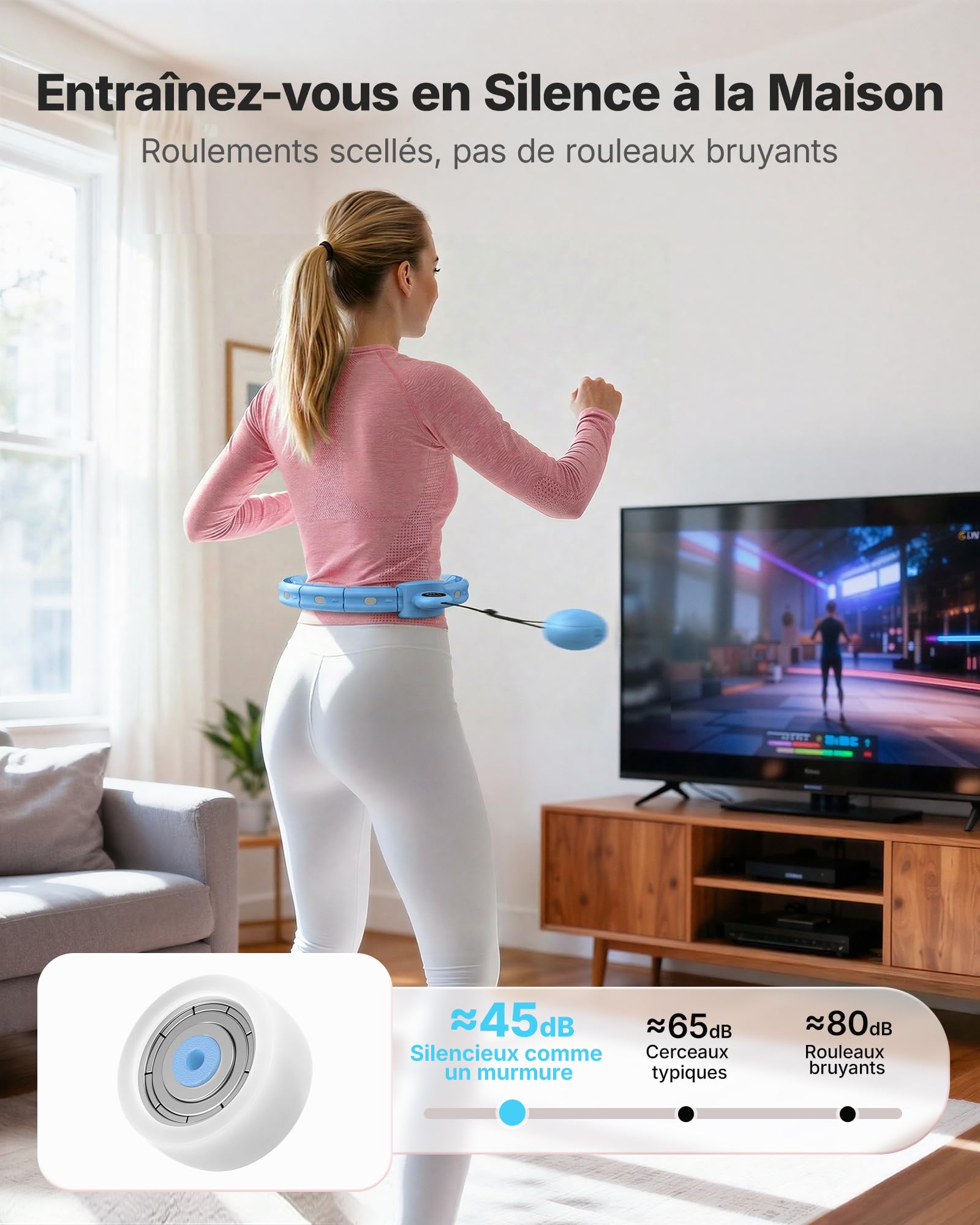 MERACH Hula Hoop pour Adultes avec Compteur de Calories, Hula Hoop Fitness Silencieux, Démontable, pour Tour de Taille 84-144 cm, pour Brûler Les Graisses et Cardio