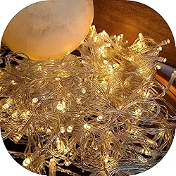 Cordão Pisca LED Branco Quente 10 Metros 8 funções– Decoração Natal, Festas, Casamento, Luz Decorativa Econômica (llO)