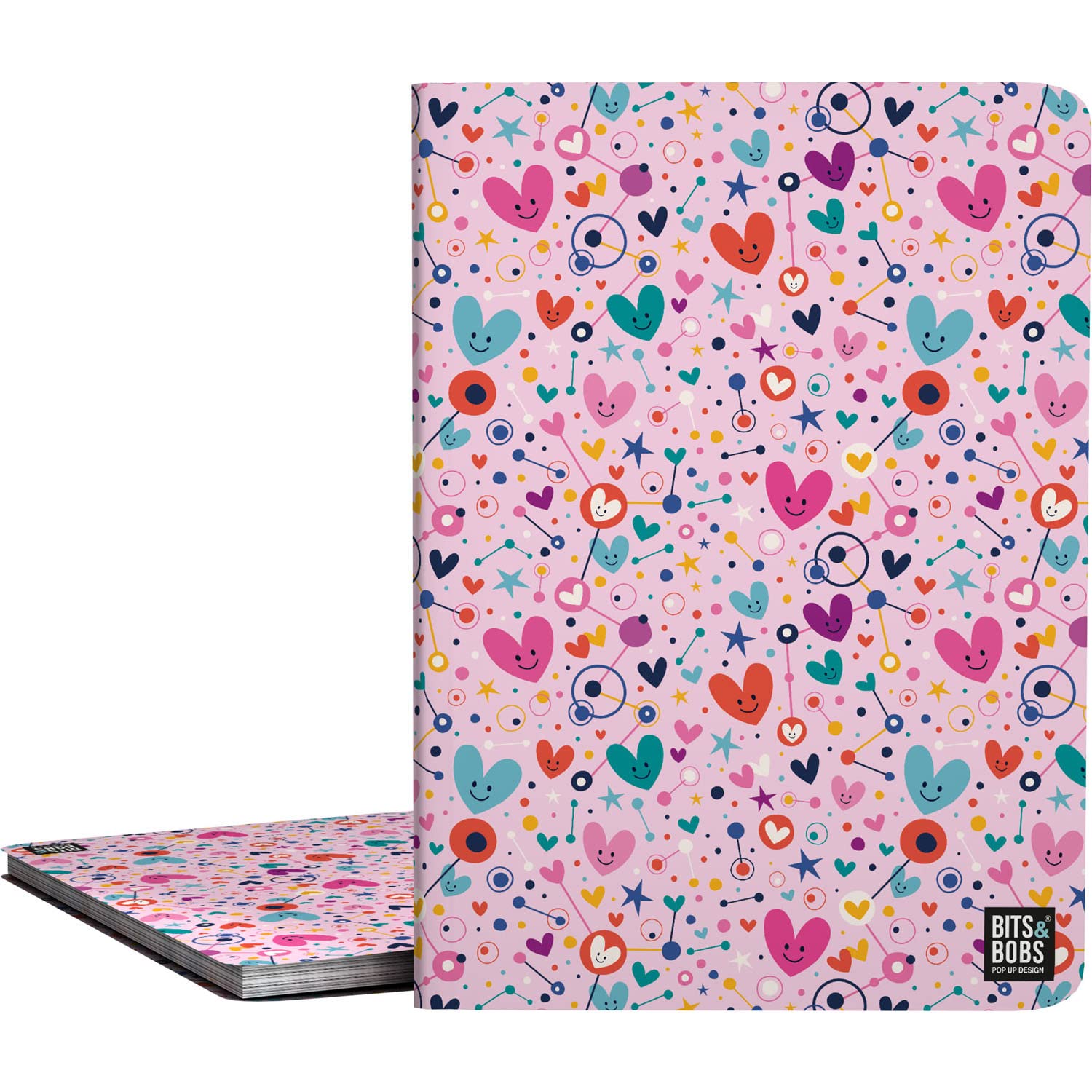Grafoplás | Carpeta Escolar De Fundas Transparentes A4| Tapas Flexibles | 30 Forros De Polipropileno | Colección Diseño Bits&Bobs Pop Up Design Hearts