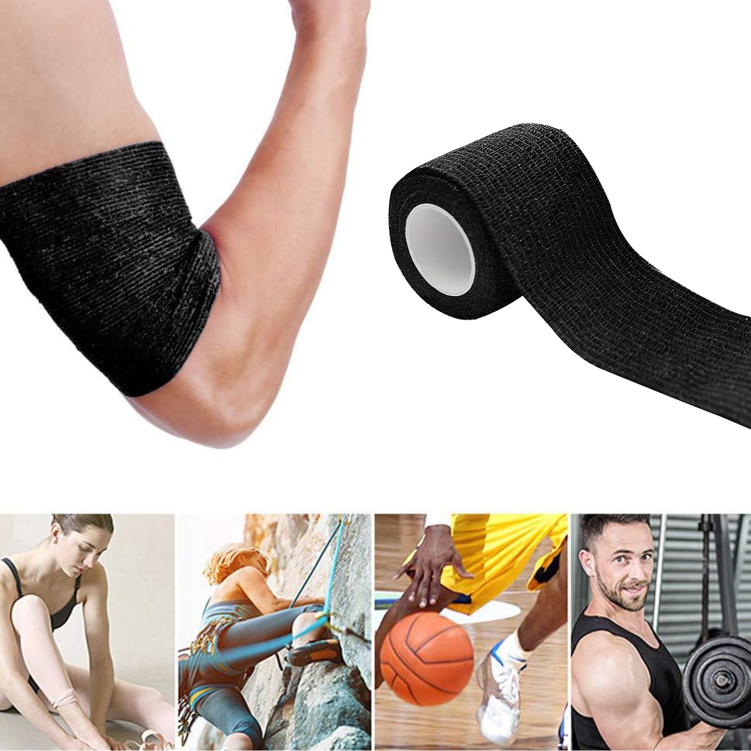 Miaija 6 Rolls Tattoo Grip Needle Bandage 5 Cm Wide Tattoo Grip Cover Wrap Tape Elastic Self Cohesive Tattooes Needle Bandage for Tattoo Machine Grips Tube Accessories (Black) - Image 4
