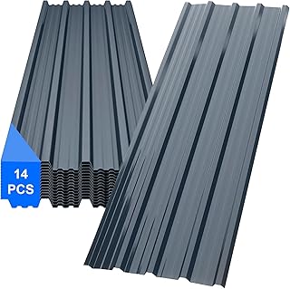 14er Set Profilblech Trapezblech Dachblech Dachplatten, verzinktes Stahlblech 0,25 mm, 110x46 cm, ca. 7 m², für Carport-/Garage-Dach, Wellplatten Dach, Wetterfest Korrosionsbeständig (Grau)