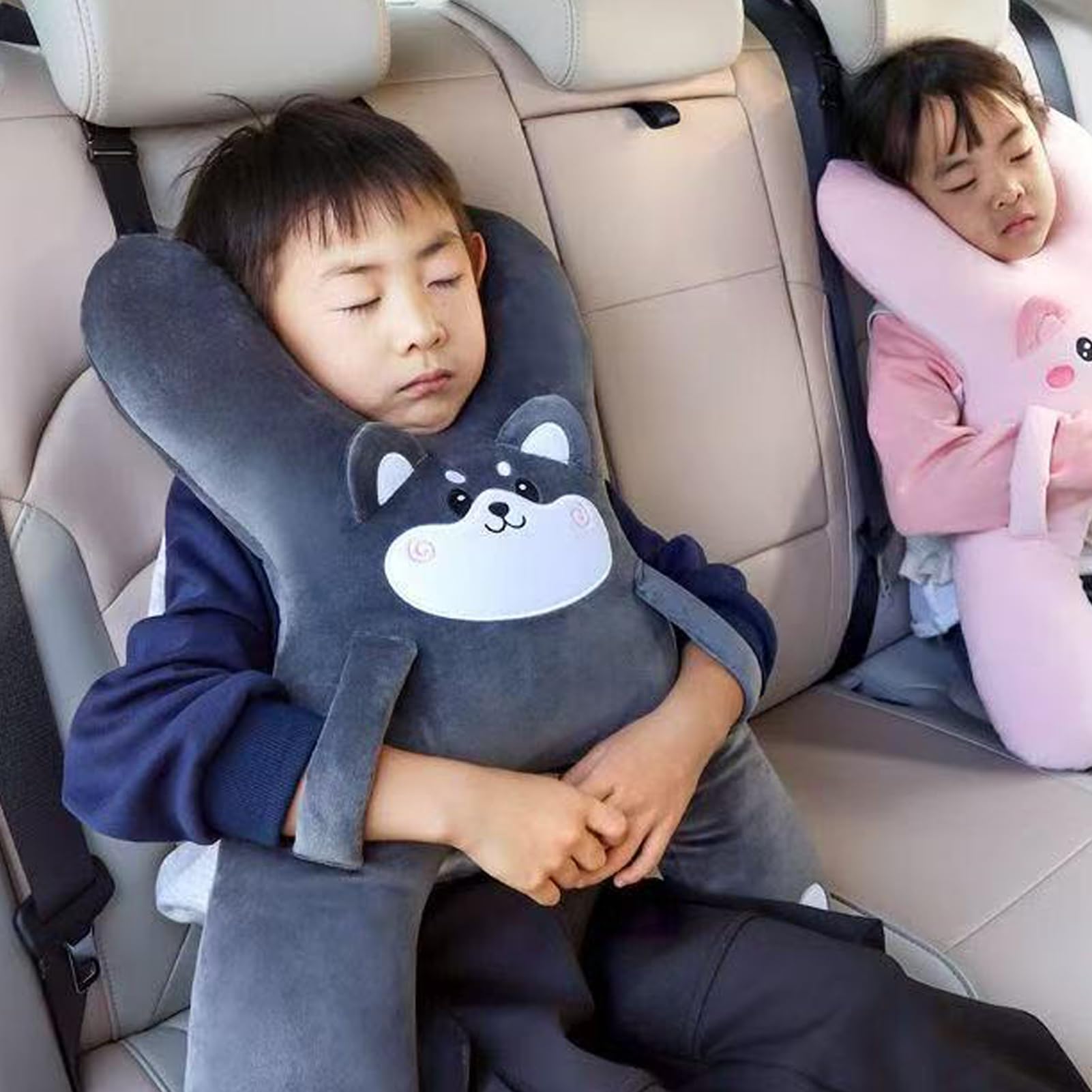 Oreiller de Voyage Enfant pour Voiture - Appui-Tête Auto,Coussin Forme H Respirable et Doux pour Filles Garçons Trajets Longs Véhicule