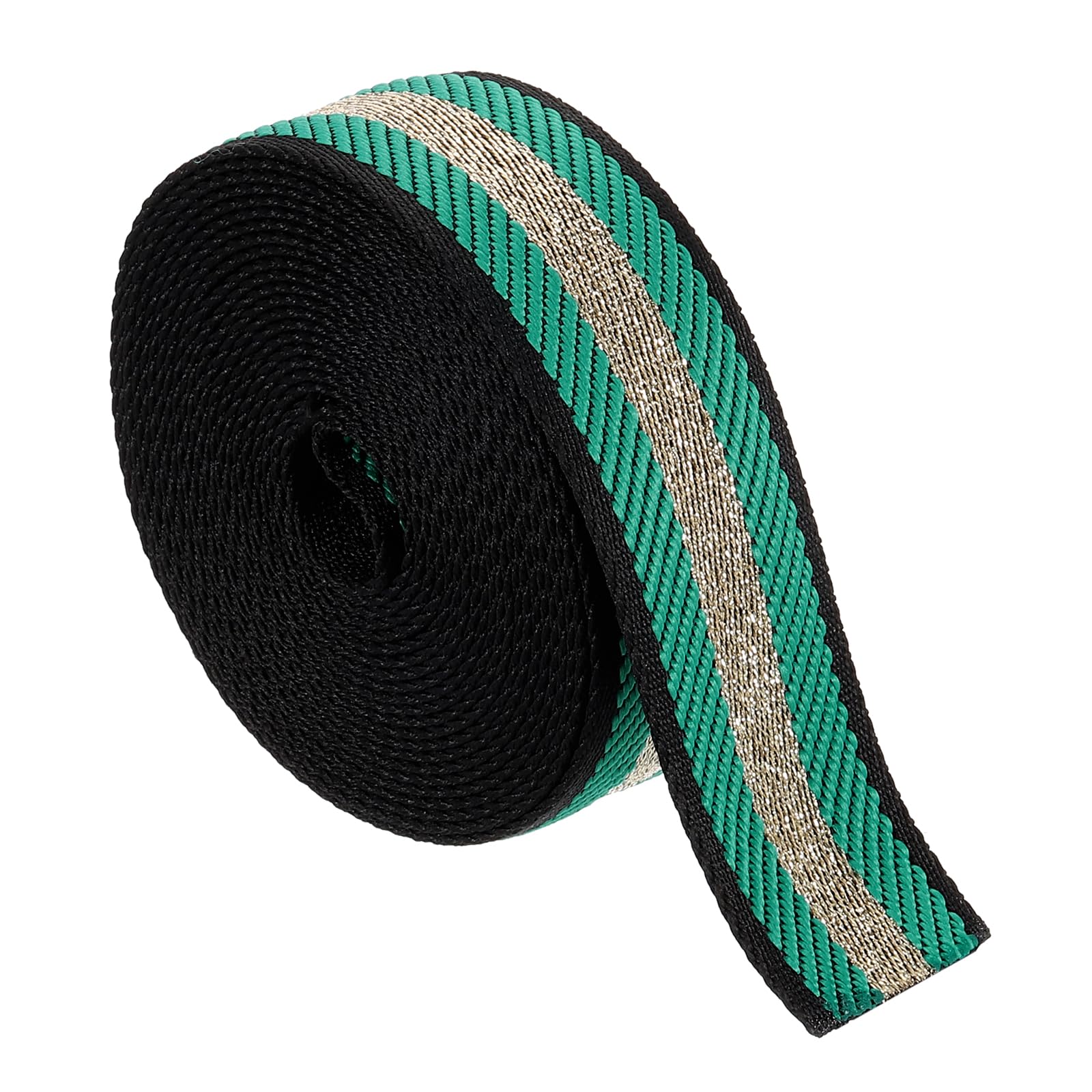 sourcing map 5 Yards Nylon Webbing Strap, 1 3/8-inch(38mm) Striped Webbing Straps Nylon Heavy Duty Webbing Strap Nylon Strap Belt for Backpack Crafts, Green