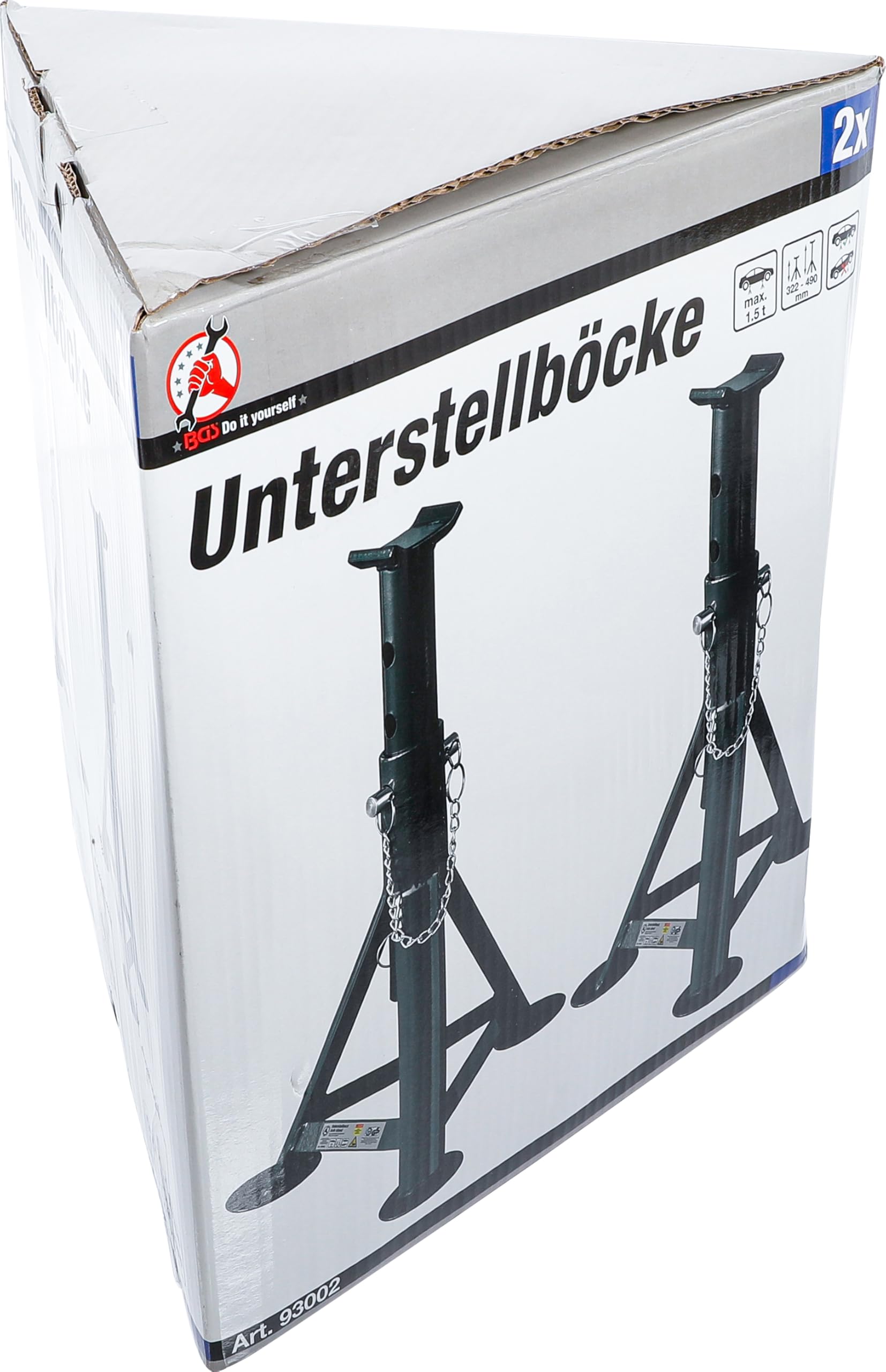 BGS Diy 93002 | Stojaki warsztatowe | udźwig 1500 kg/para | skok 322-490 mm | 1 para