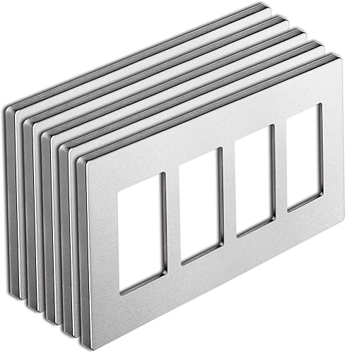 BESTTEN - Placa de pared plateada sin tornillos de 4 segmentos de la colección Signature Collection, cubierta de enchufe decorador, serie USWP8,