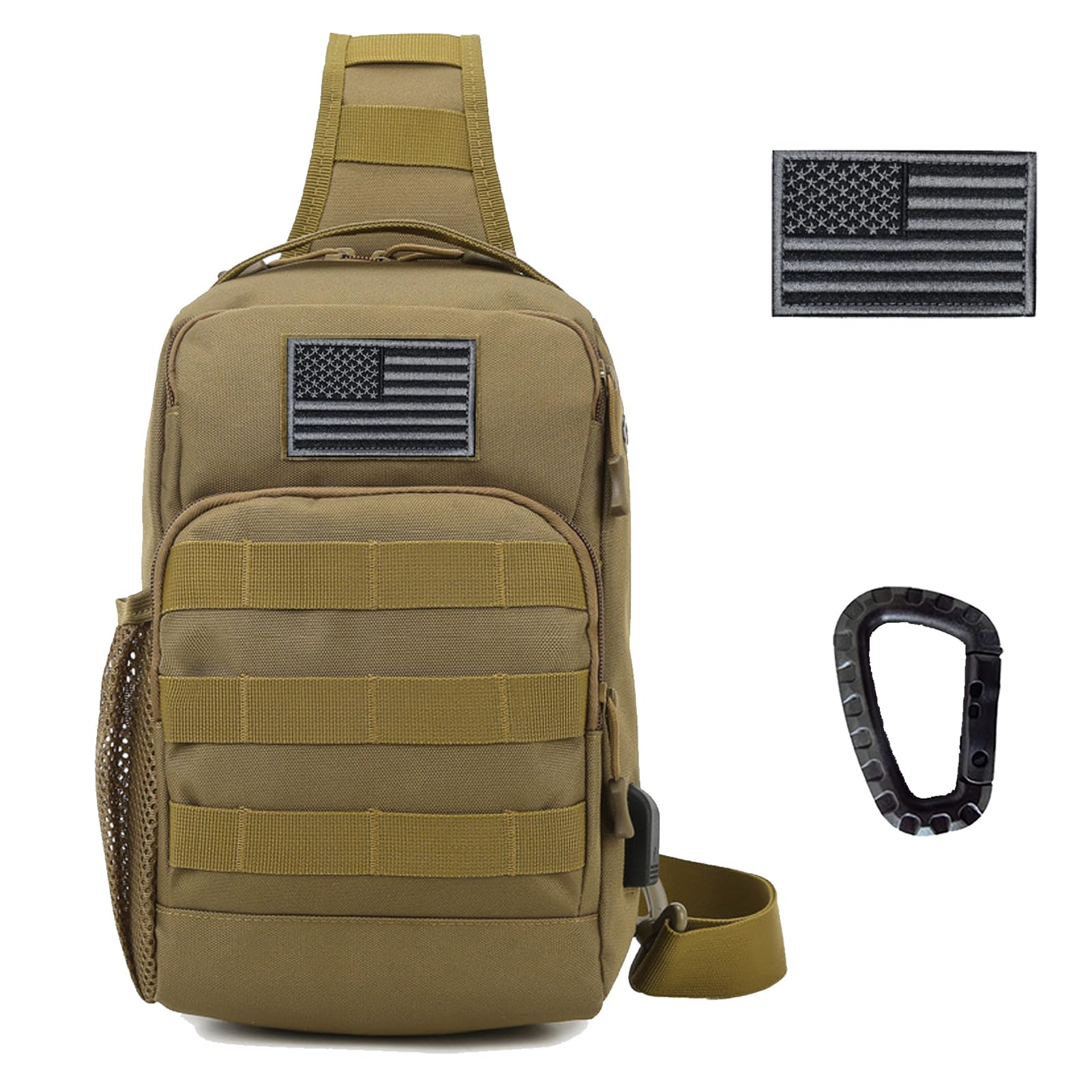 Valinov Tactical Shoulder Bag,Molle Shoulder Backpacks,Military Sling Daypack Backpack with USB Charging port