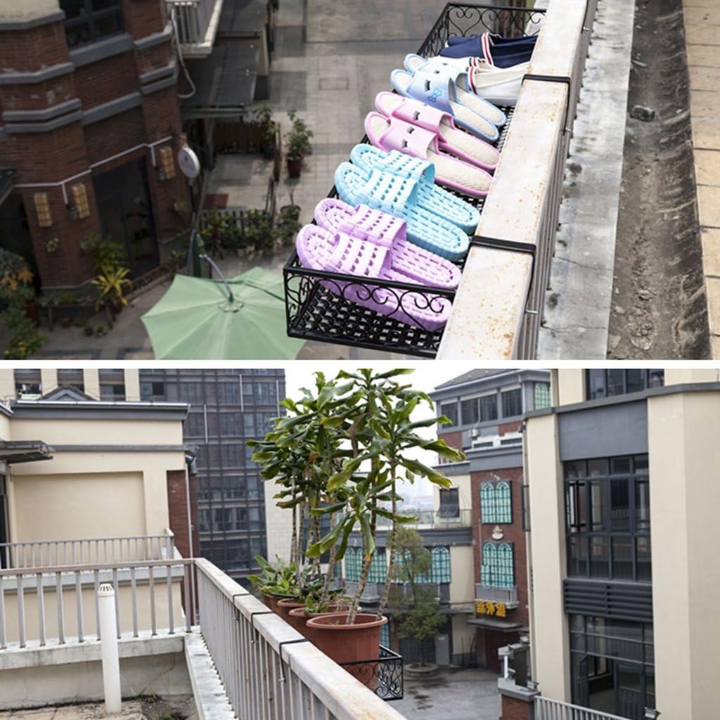 Amazon Co Jp 花の鉄のバルコニーの手すりを掛ける壁掛けの柵花の屋内のバルコニーの肉をぶら下げ 鉢 プランター Color Black Size 80 25 12cm Diy 工具 ガーデン