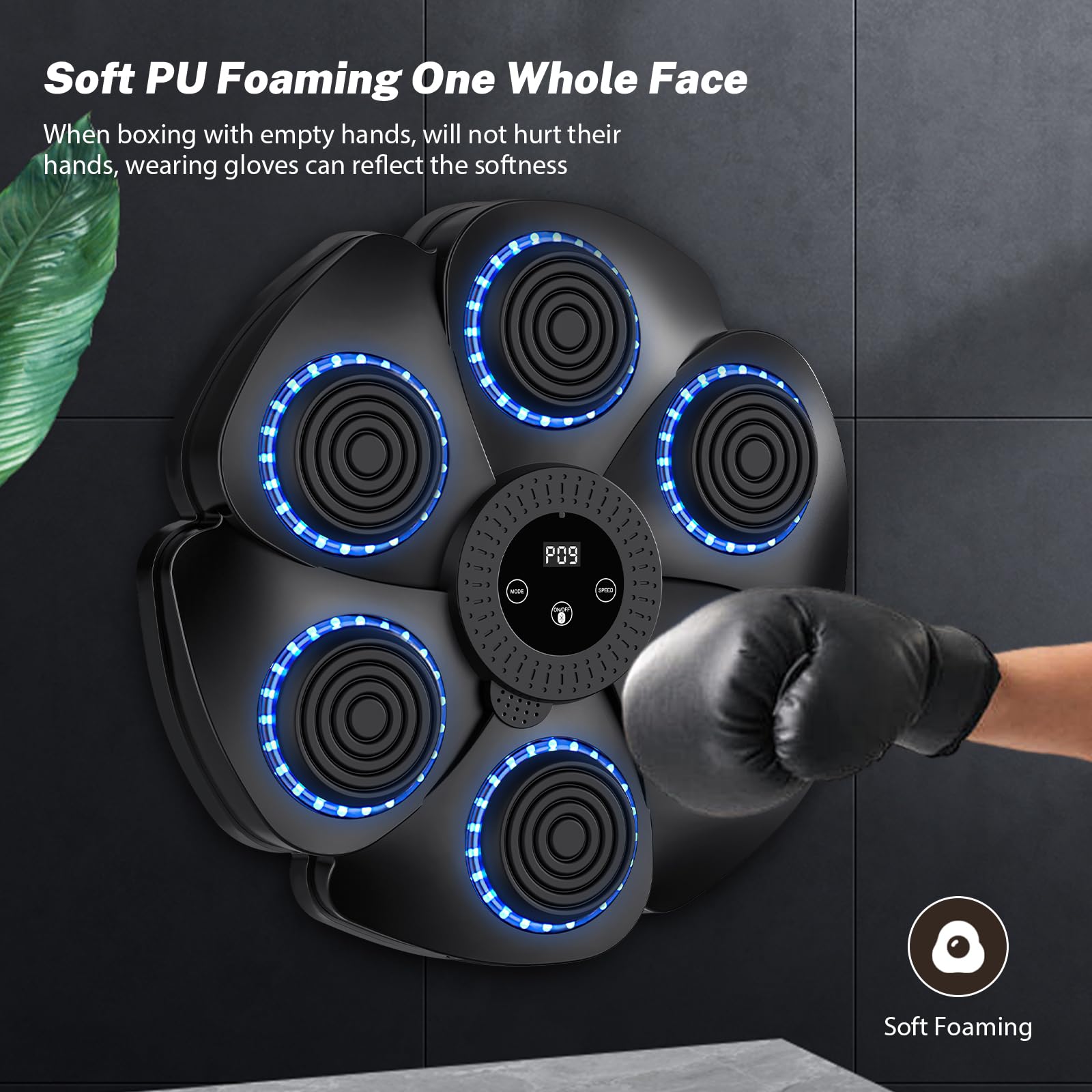 Macchina Da Boxe Musicale, Boxe Elettronica Bluetooth Portatile Da Parete 9 Modalità di Velocità, Boxe Muro Musica, Music Boxing Machine, per Bambini E Adulti Casa E Palestra