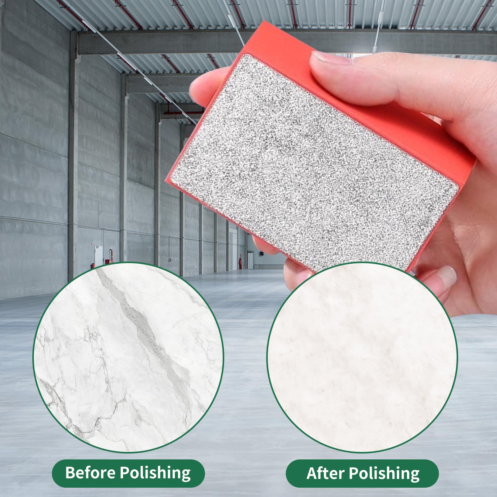 Houkary 4 Pcs Hand Diamond Polishing Pads Tile Polishing Pad Porcelain Sanding Blocks Glass Polishing Kit for Concrete Stone Granite Marble Porcelain Tile Ceramic 60# 100# 200# 400# - Image 4