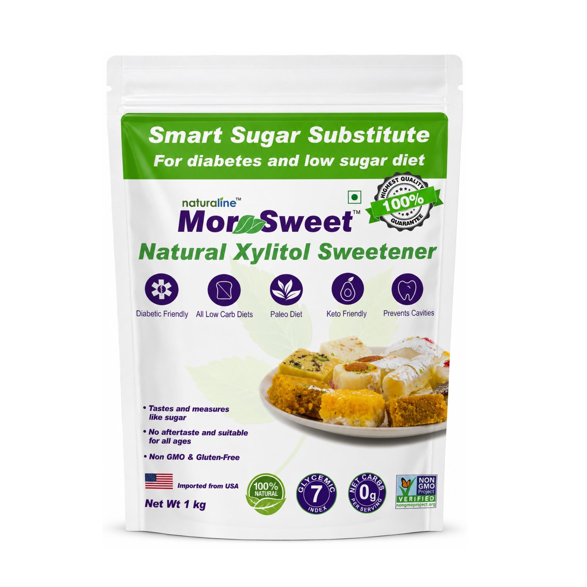 MorSweet Natural Xylitol Sugarfree Sweetener | Diabetic friendly sugar | Keto Diet Natural sweetener | Low Glycemic Index | Xylitol Sweetener | Weight loss | Smart Sugar Substitute for diabetic control | Table top Sweetener for Diabetes | Diabetic Sugar | 100% Pure, Sweet and Safe 1kg-image-33