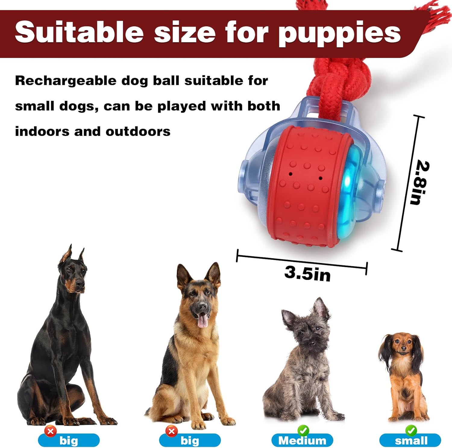 Muhhiba Interactive Dog Toy,Electric Dog Toy Can Move Freely,Rechargeable Dog Ball is Suitable for Use Both Indoors and Outdoors