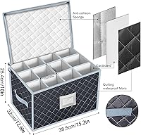Vista 5 de VERONLY Caja de almacenamiento para copas de vino con divisores con capacidad para 24 estuches de almacenamiento de copas o recipientes de cristal