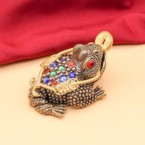 Miniatura 3 de FAYZSOWSR 1 figura de sapo de latón con tres patas, rana Feng Shui, dinero, rana china de buena suerte, figuras decorativas para mesas, estantes,