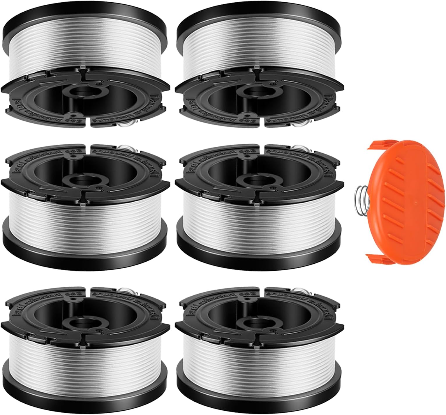 AF-100 AF100 Weed Eater Spool Compatible with Black+Decker GH900 GH600 GH610 String Trimmer 30ft 0.065",AF-100-3ZP AF-100-BKP Replacement Trimmer Spool Refills (6 Line Spools + 1Cap+1Spring)