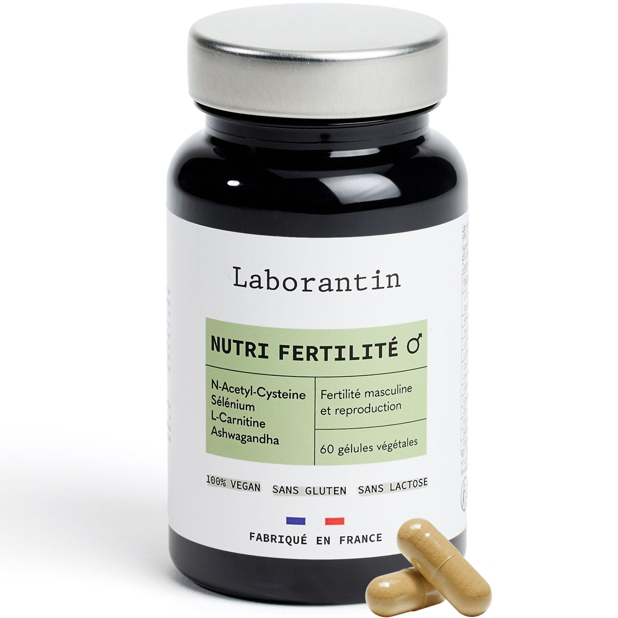 l-carnitine et fertilité masculine Nutri Fertilité Homme – Complément Alimentaire Fertilité | L-Carnitine,  CoQ10 & Ashwagandha | Zinc & Sélénium | 60 Gélules Vegan