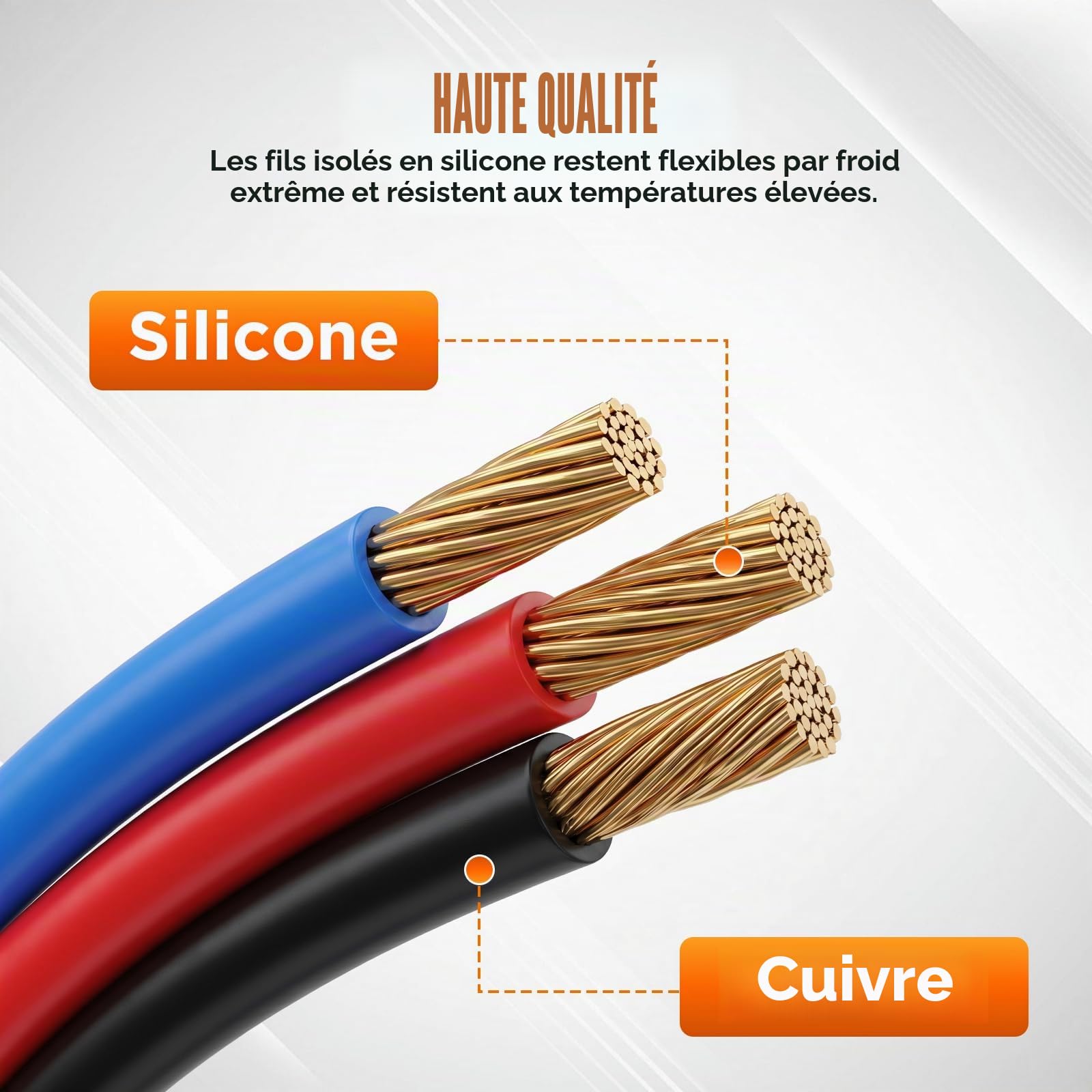Kit câbles test multimètre 68 pièces silicone souple diagnostic automobile