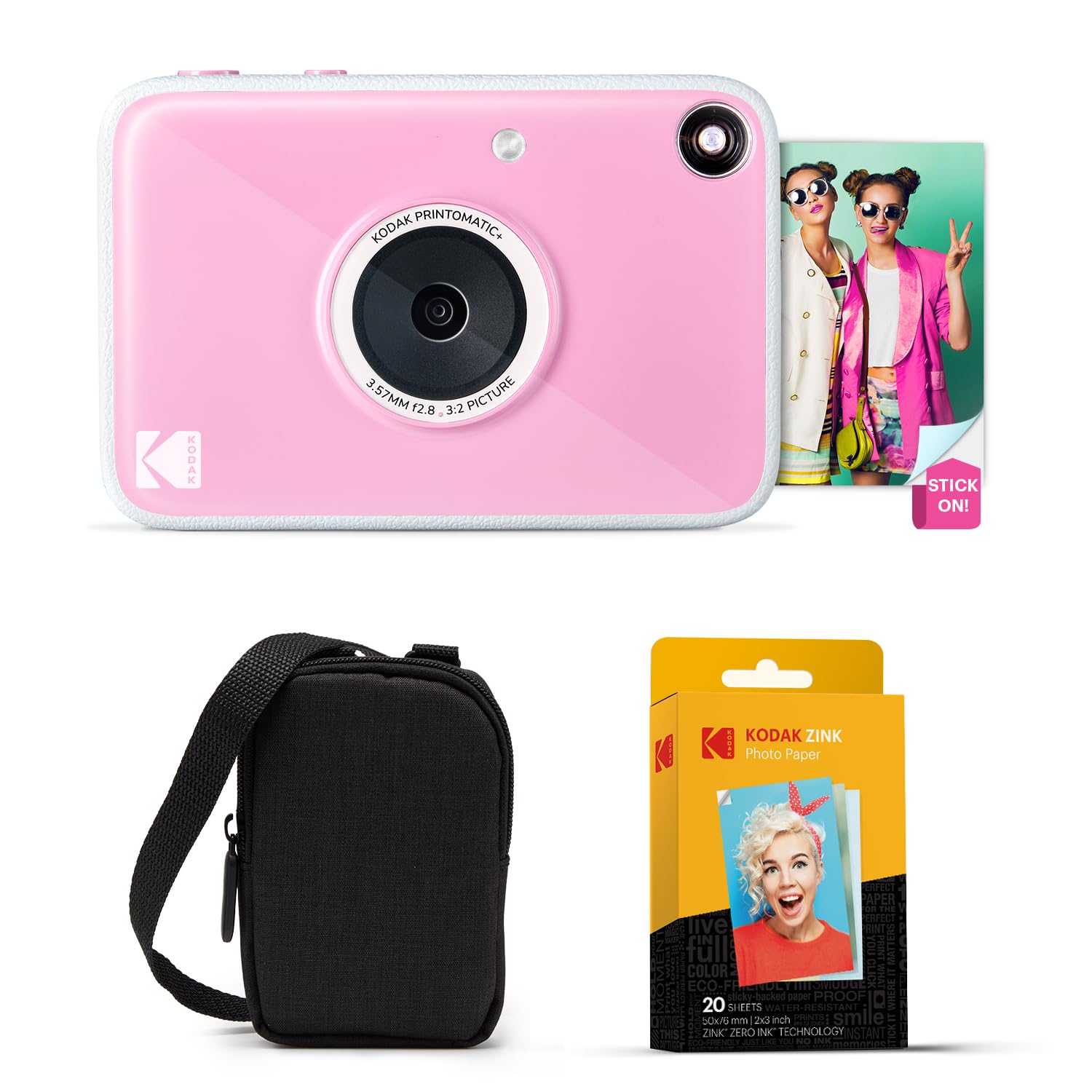 Kodak Printomatic+ Instant Print Digital Camera Starter Bundle + Carrying Case + Zink 20pk Sticky-Back Photo Paper - 10MP, Full-Color Photos, GB LED Status Indicator - Pink-image-43