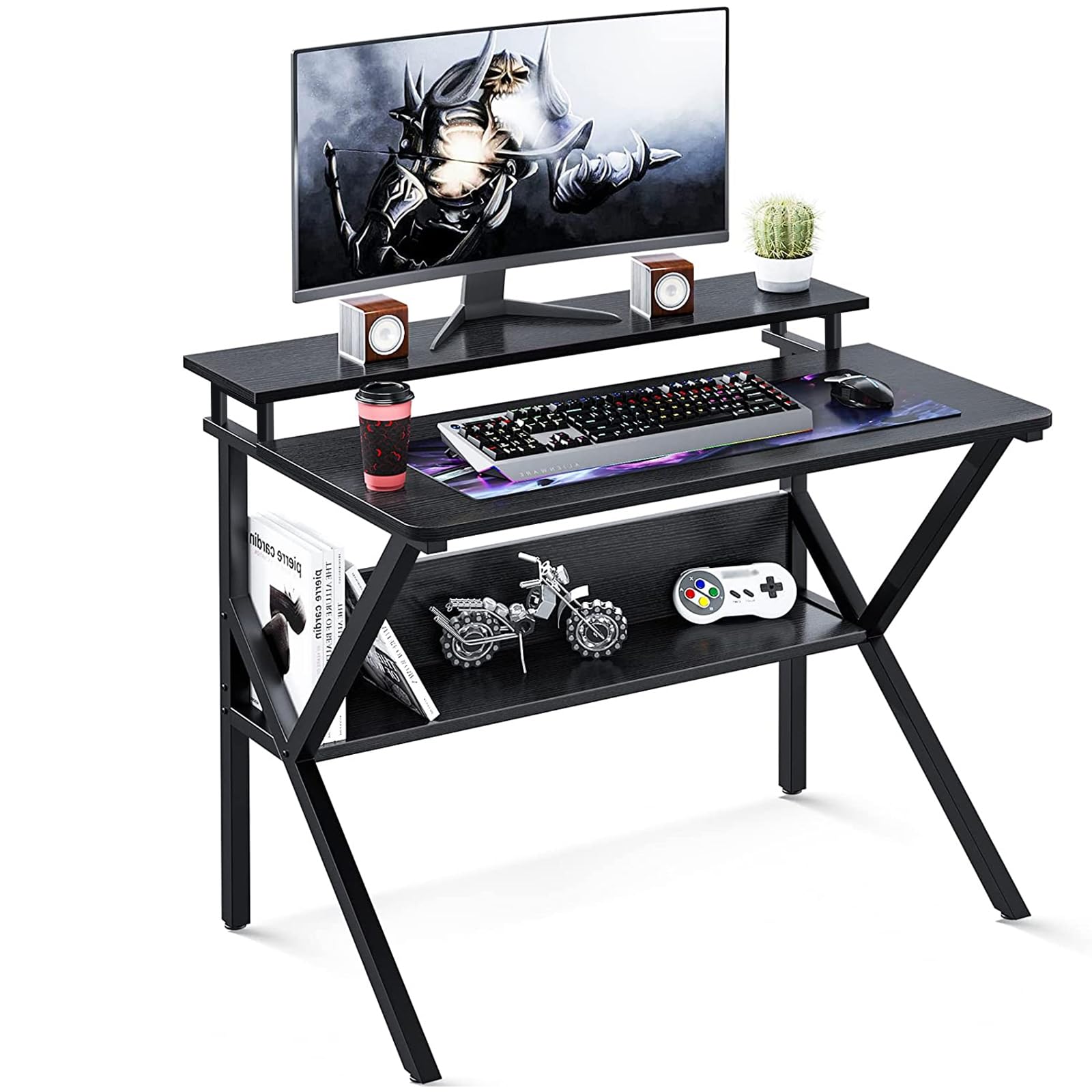 Amazon | KKL パソコンデスク モニター台付き 幅70cm×奥行48cm 机 pc 