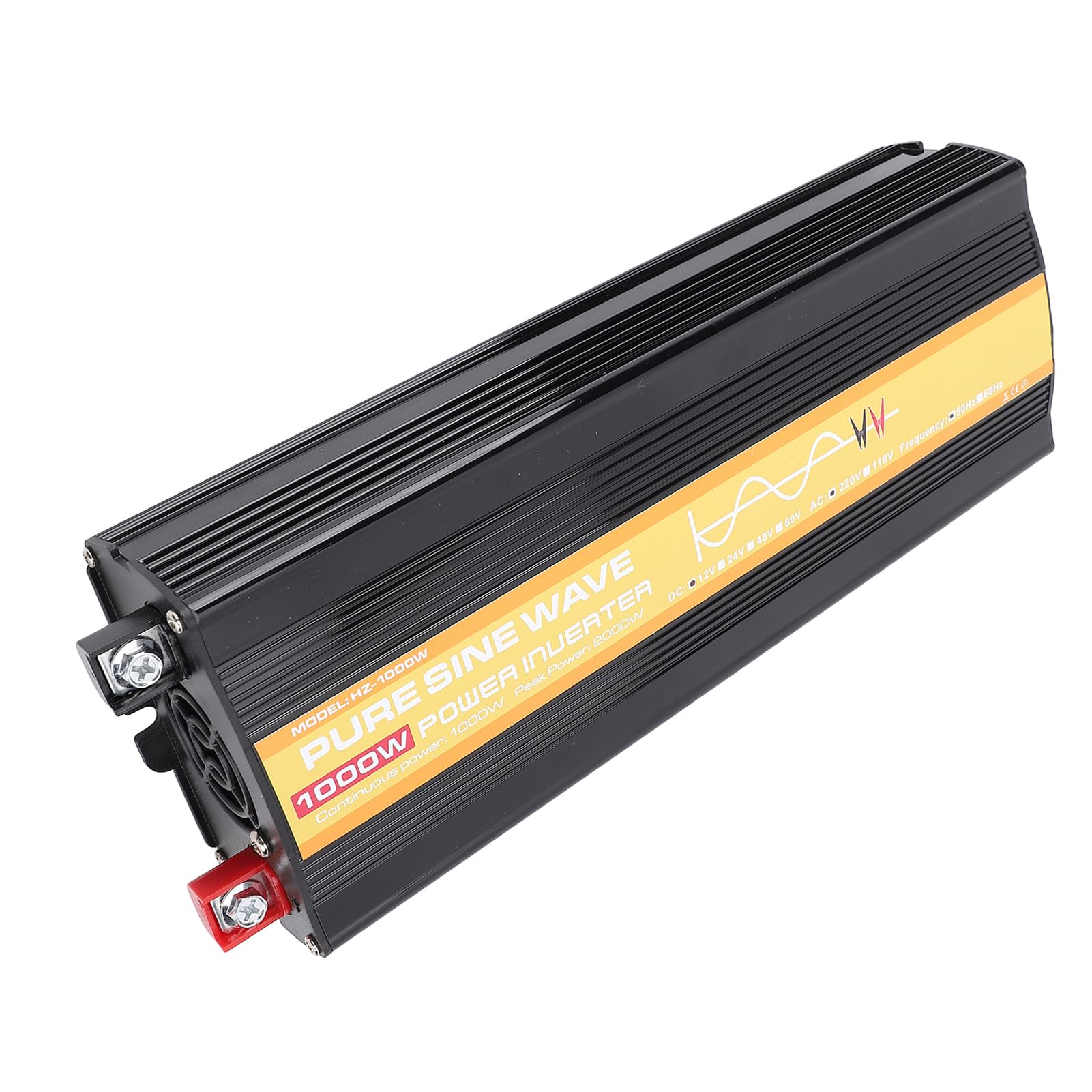 Greensen Falownik Sinusoidalny o Mocy 1000 W, Samochodowy Falownik Solarny ABS DC 12 V z Wyświetlaczem LCD, Moc Szczytowa 2000 W, Dwa Porty USB, Gniazdko Sieciowe, Wskaźniki LED do Wycieczek