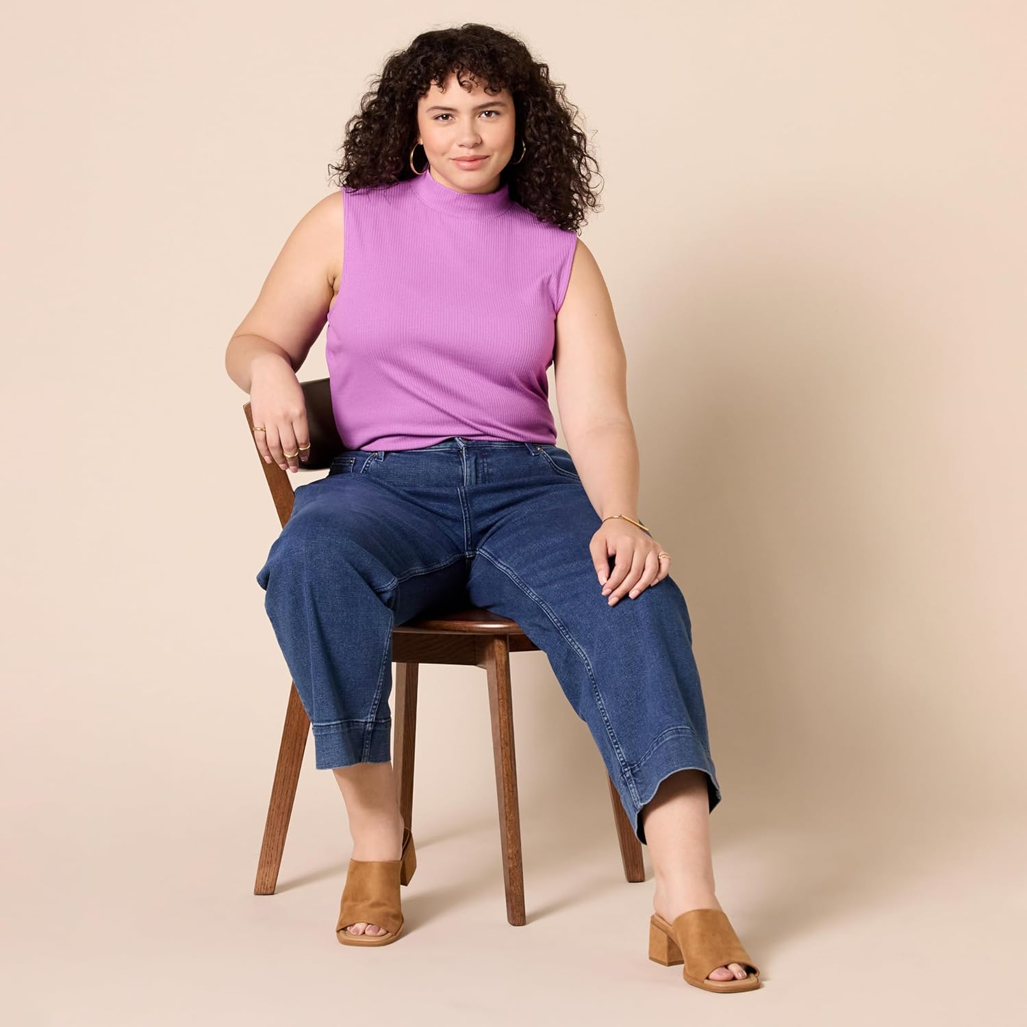 Amazon Essentials Women's Mock-Neck Slim-Fit Rib-Knit Sleeveless Top, Pack of 2 - Image 7