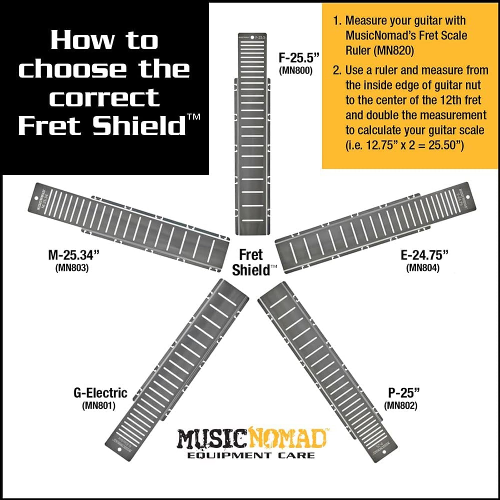 MusicNomad MN801 Fret Shield™ - Griffbrettschutzwerkzeug für Bundpolierarbeiten an Gibson E-Gitarren