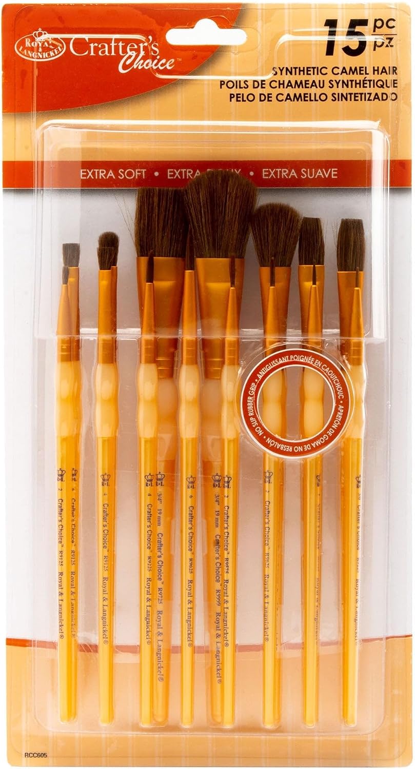 Crafter's Choice Natural Hair Brush Value Set - 15/Pkg