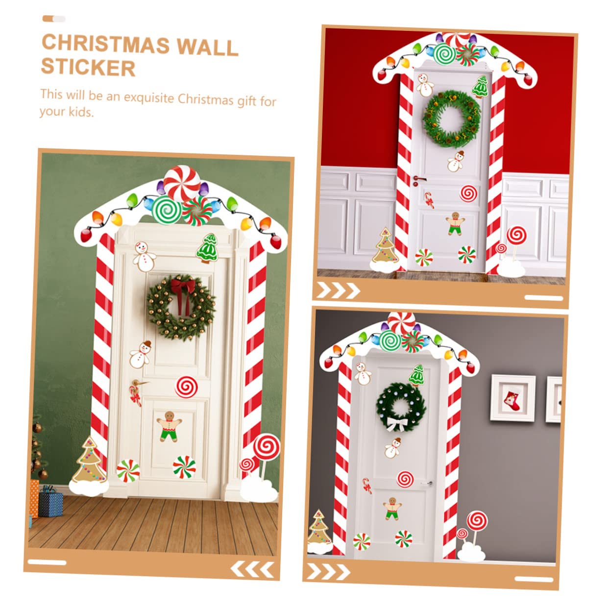 HOMSFOU 5sets Adesivi Natalizi Per Porta Decorazioni Festive Per Interni Ed Esterni Facile Applicazione e Adatto Tutti Tipi Di Porte Crea Un Atmosfera Magica Per Feste Di Natale