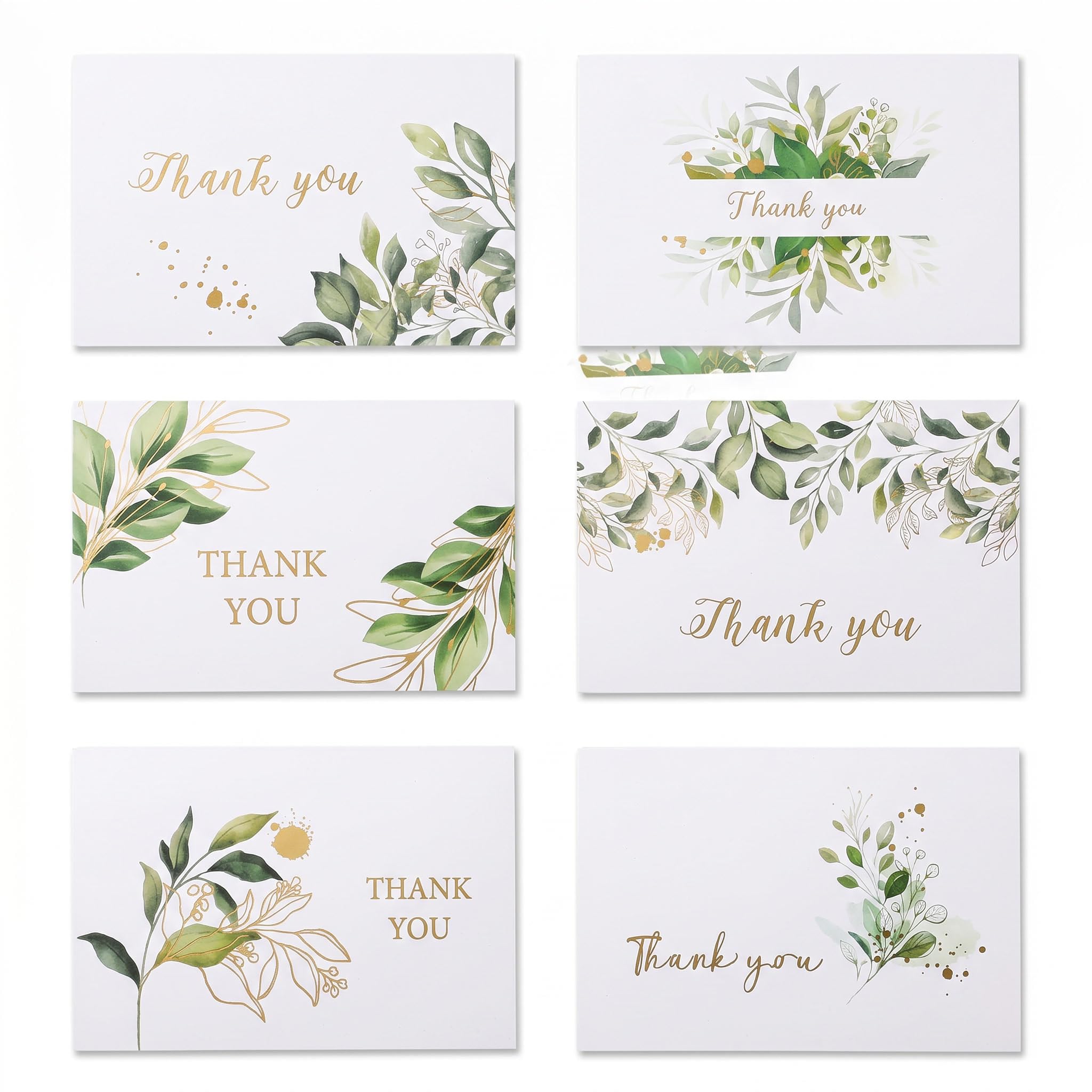 Thank You Cards with Envelopes | 350GSM Blank Note Cards for Wedding, Baby Shower, Teacher, Business (Fresh & Natural)
