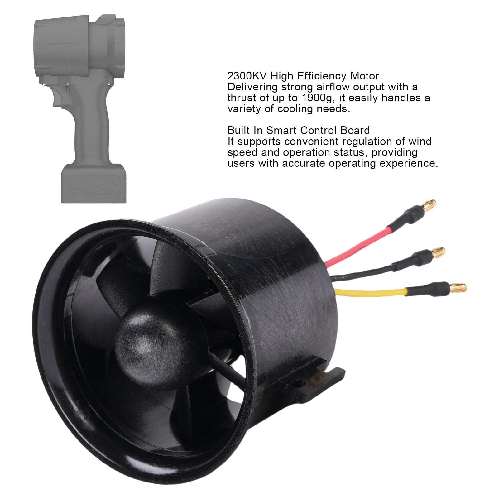 Ducted Fan, 2300KV 70mm 6 Blades Brushless Motor Fan with Intelligent Control Board Electric Ducted Fan, High Efficiency Motor Fan for Computer Cooling, Drone Modifications