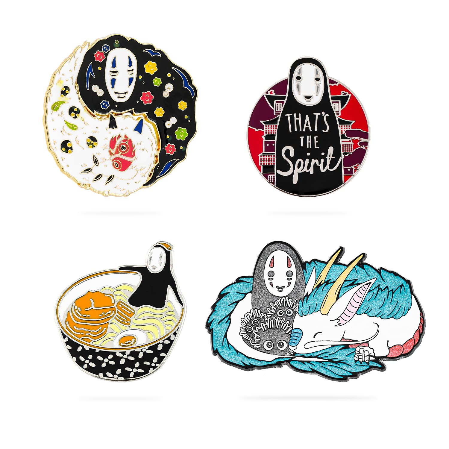 3pcs Spirited Away Enamel Pin Set No Face Kanonashi Soot Sprites Cute Pins for Backpacks Faceless Brooch Jewelry - PIN-No Face 2110