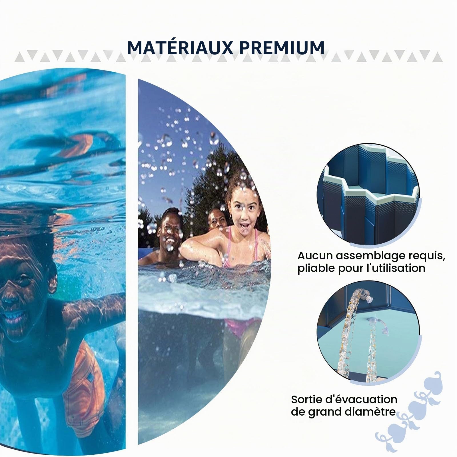 Piscine Pliable Piscine Ovale Hors-Sol Pliable De 170 À 348 Cm Idéale pour Toute La Famille Adultes Spa Et Jacuzzi Intégrés(348 * 172 * 52cm)