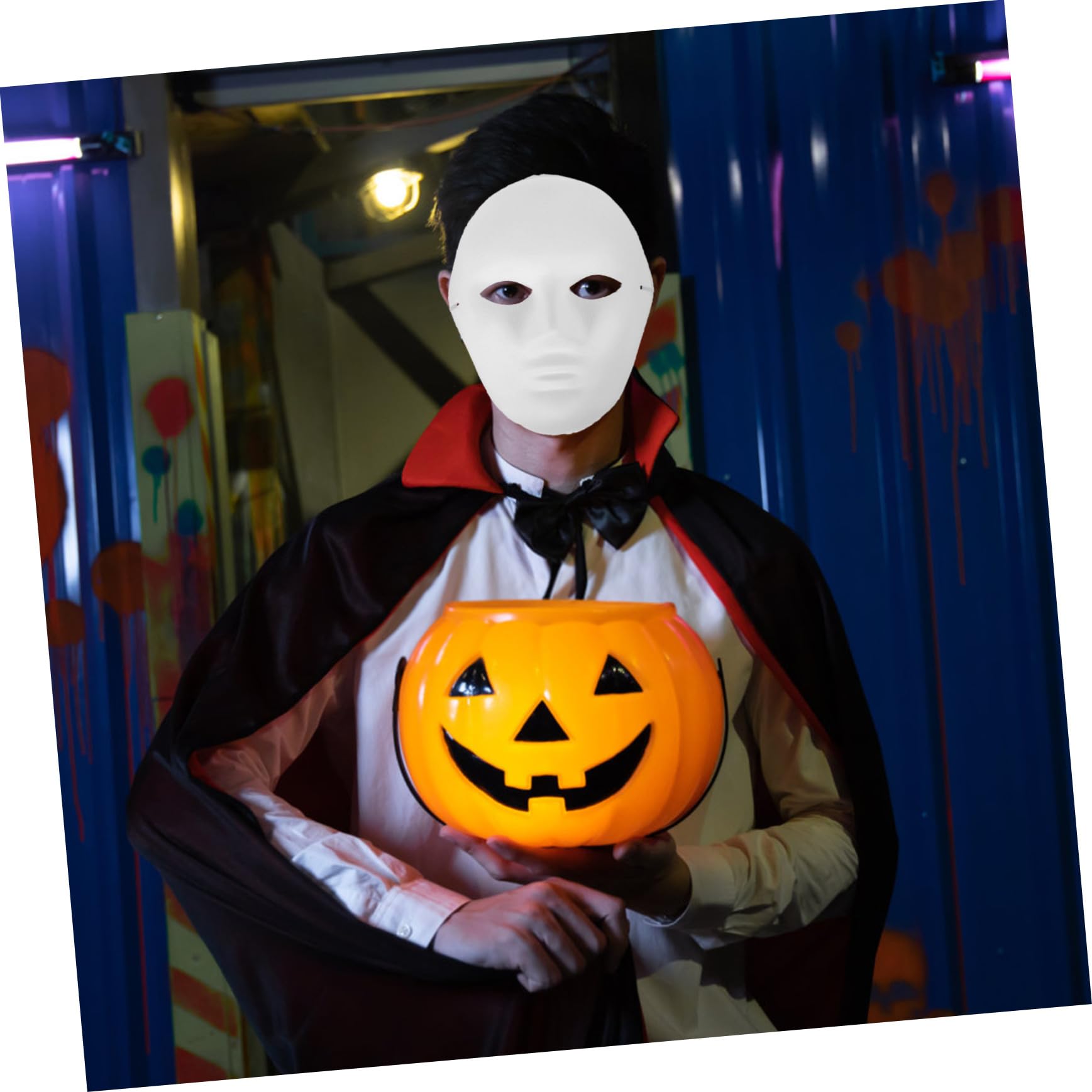 12 Maschere Halloween da Uomo Maschere Bianche in Pulp Vuote per DIY Pittura per Feste in Maschera Carnevale e Balli Hip Hop