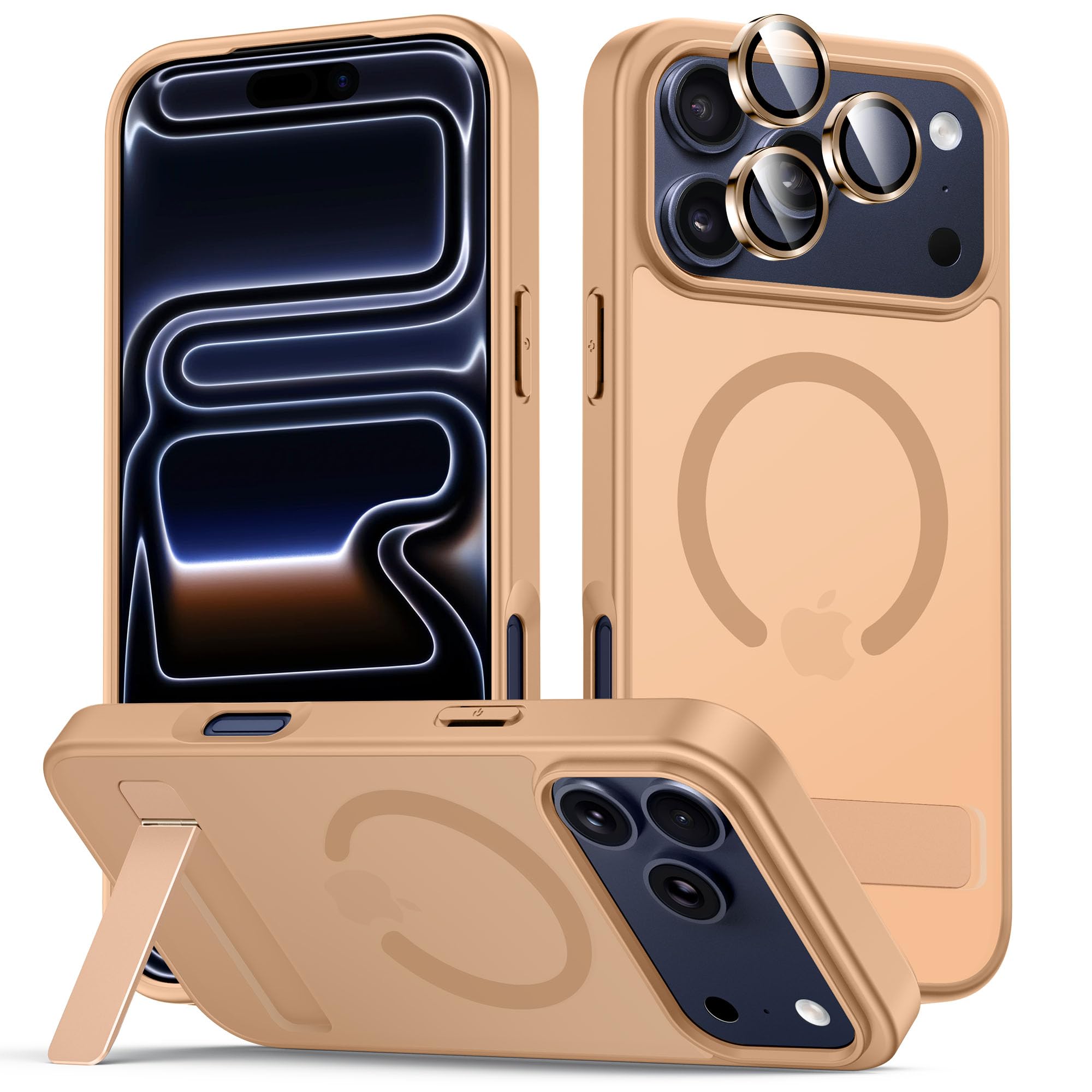 Coque silicone iPhone 17 Pro antichoc finition mat doré premium - 8