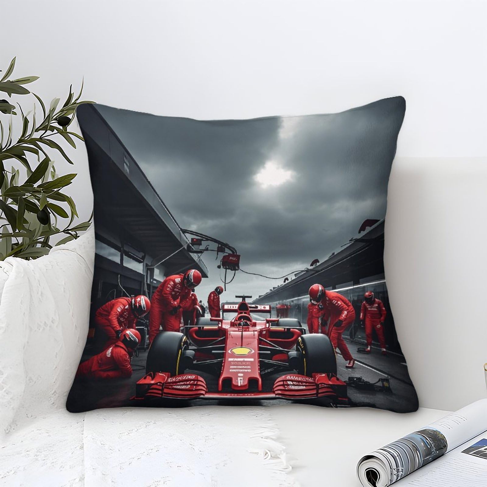 Dafufbw Ferrarii Cushion Cover 40X40cm, Formulaone Perform A Pit Stop Throw Pillow Case Decor For Home Livingroom Couch Bedroom Sofa Decorate