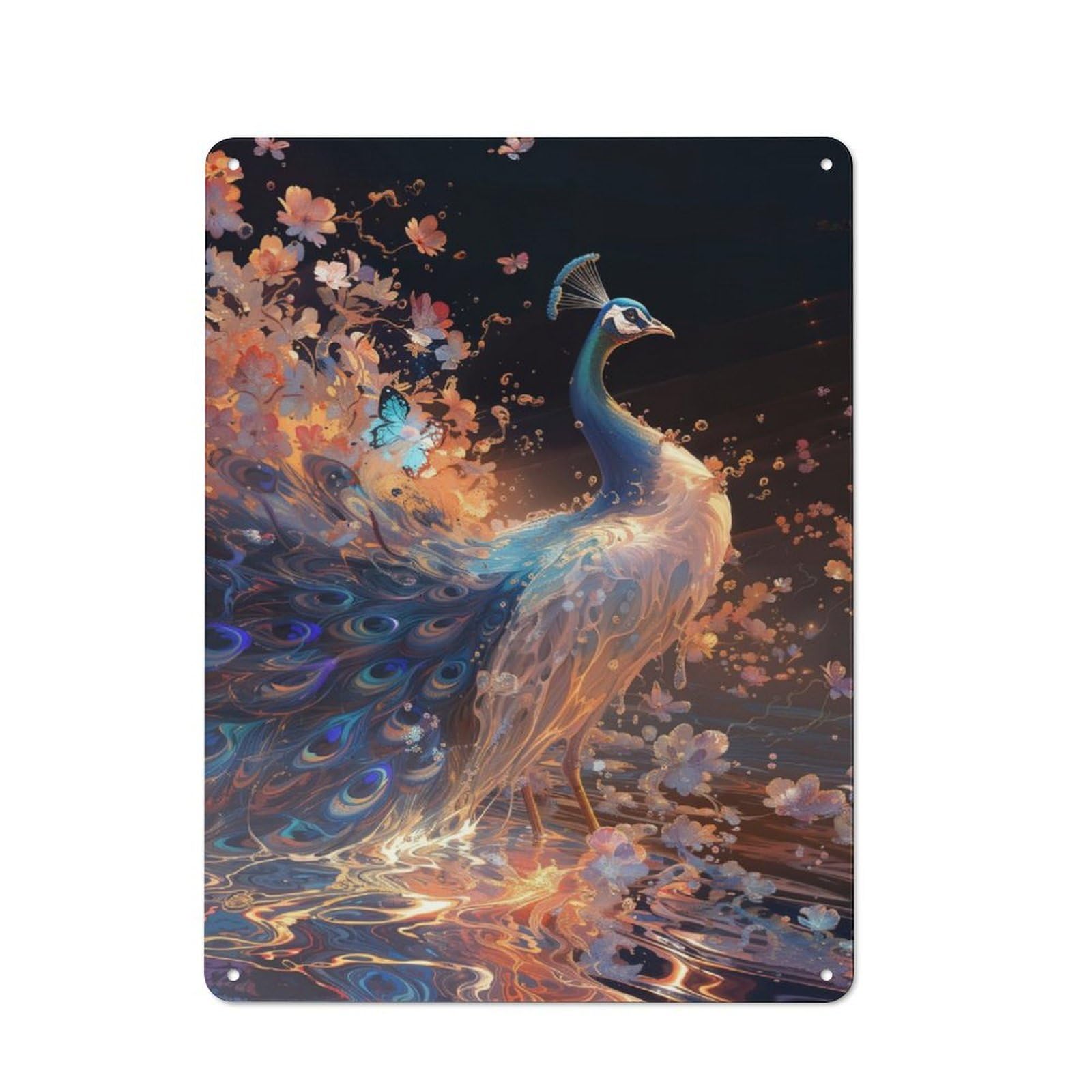 Junmoney Ethereal Peacock Retro Tin Sign 40X30cm For Garden Room Or Summerhouse, A Housewarming Gift For Garden Room Decor Fans